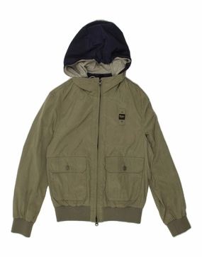 BLAUER Boys Hooded Bomber Jacket 11-12 Years Khaki Thermal Insulation Thermal regulation
