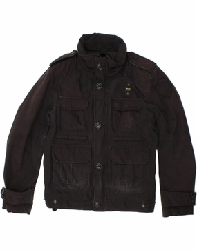BLAUER Boys Utility Jacket 14-15 Years Large Black Polyester Anti Snag Zipper Pulls Button Snap Conversion
