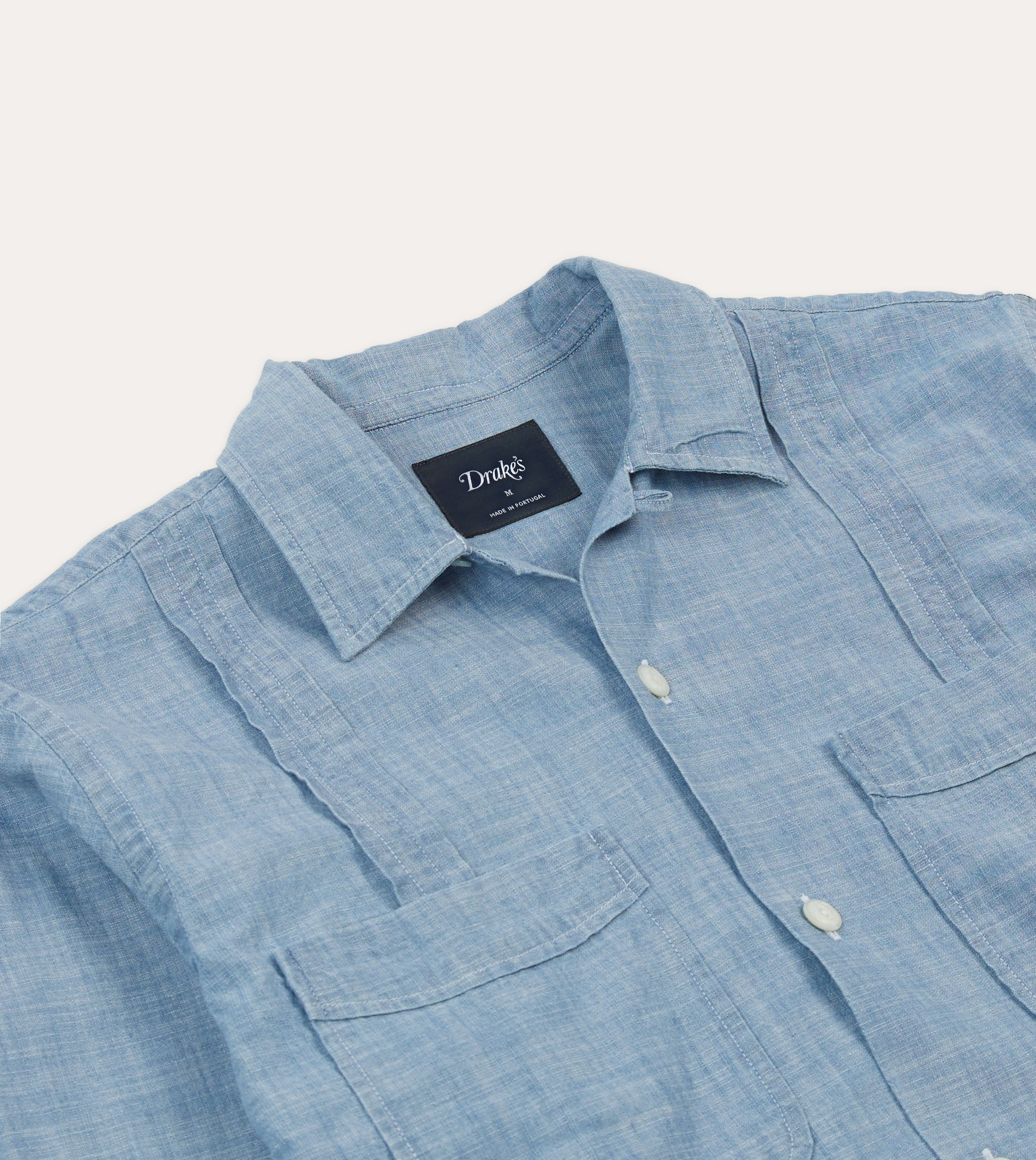 Bleach Wash Chambray Cotton Long Sleeve Cuban Shirt Premium Feel Multipurpose Utility