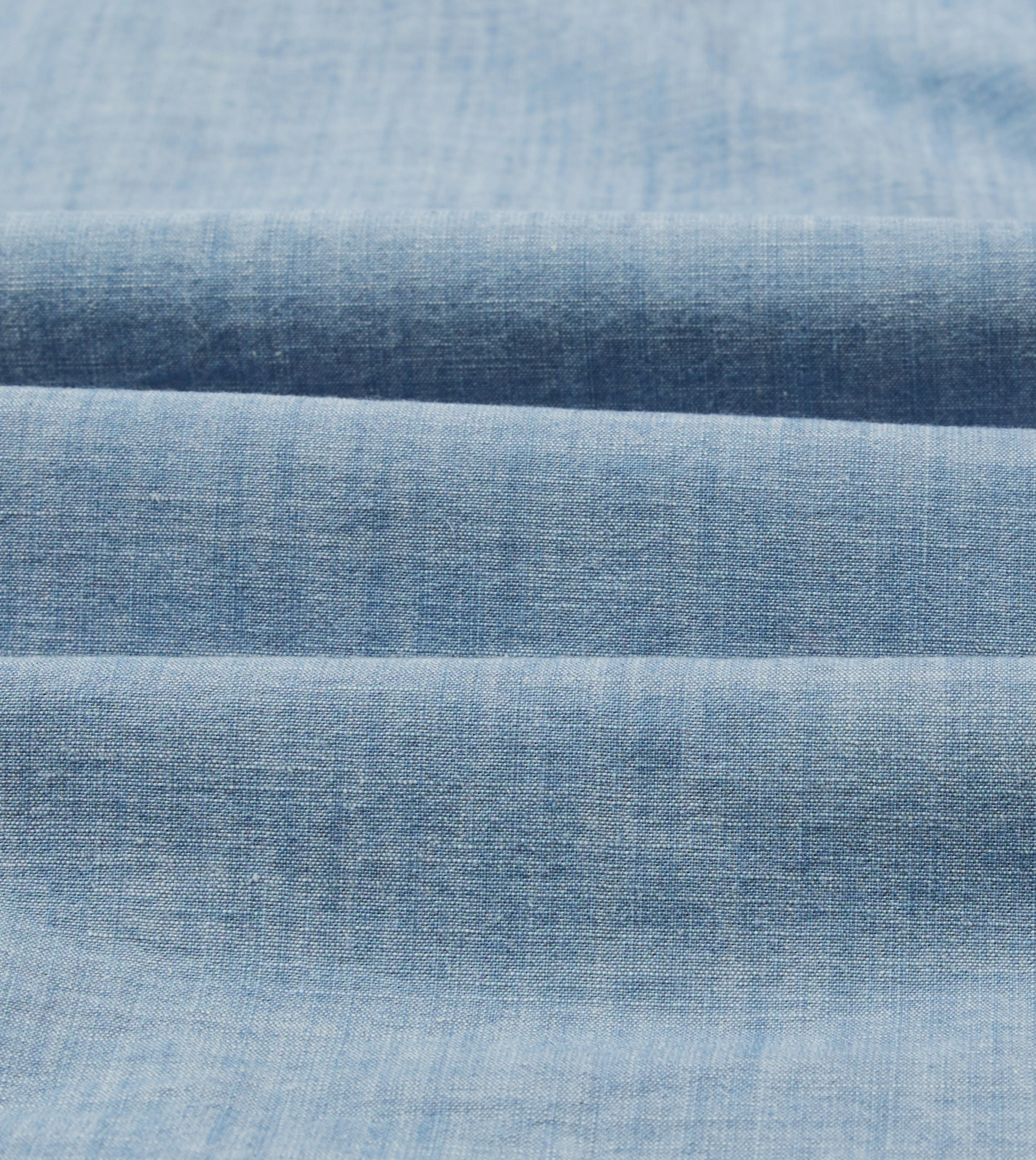 Bleach Wash Chambray Cotton Long Sleeve Cuban Shirt Functional Pocket Anti Pill Treatment