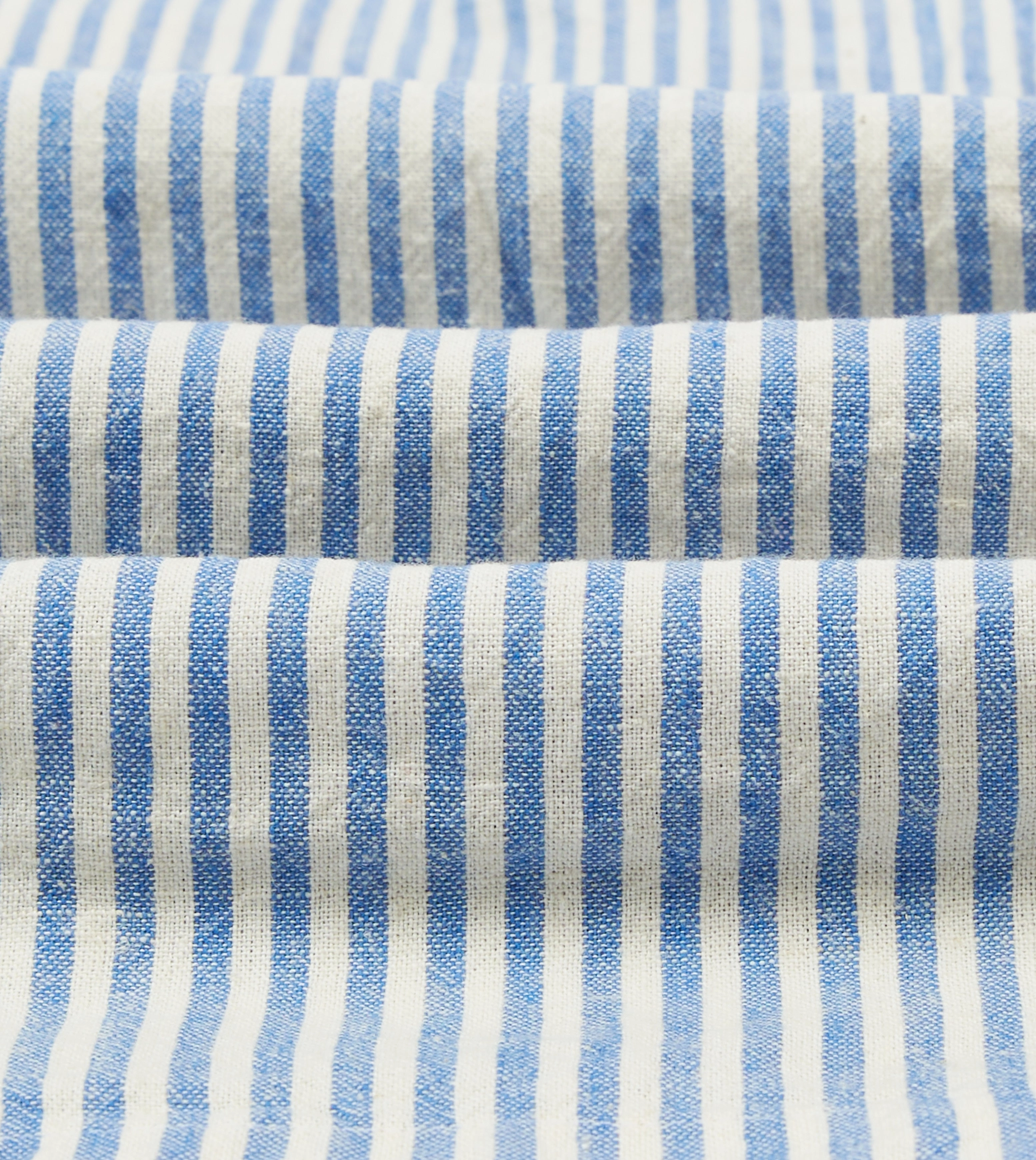 Blue and Ecru Stripe Tie Front Lightweight Overshirt Adjustable Cuffs Durable Stitching