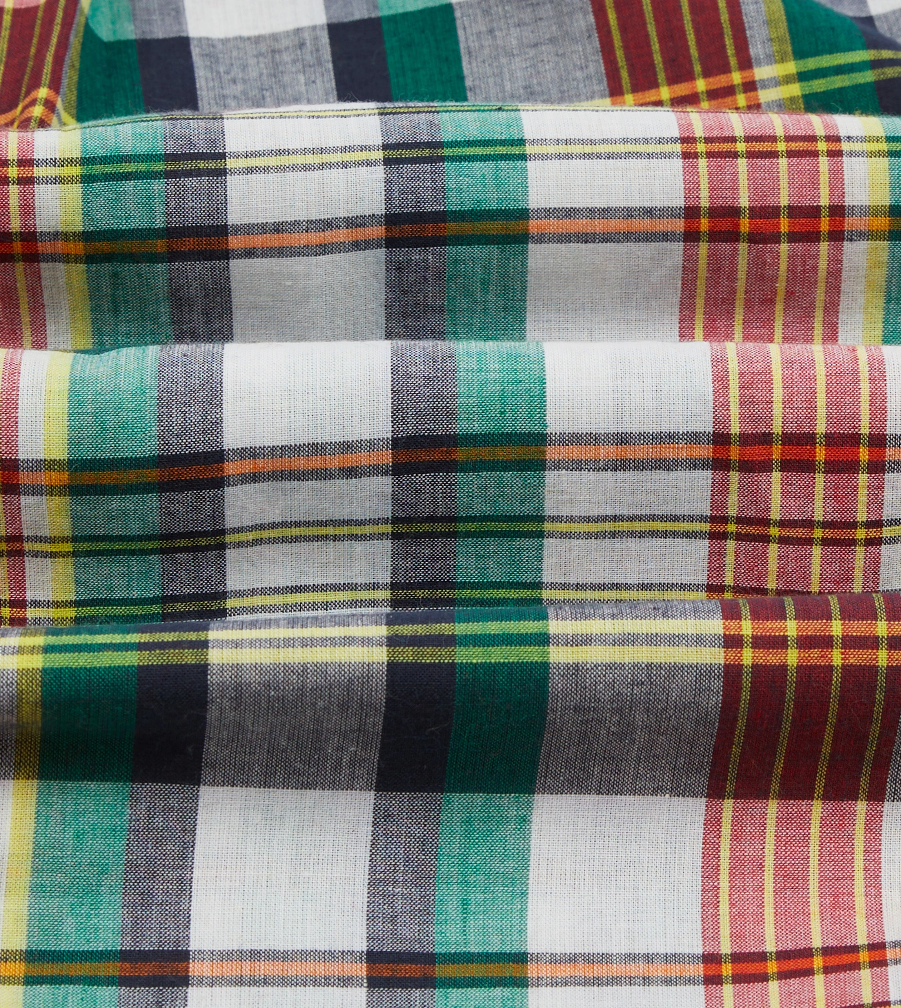 Holiday Travel Vintage Wash Blue and Red Madras Check Cotton Button-Down Shirt