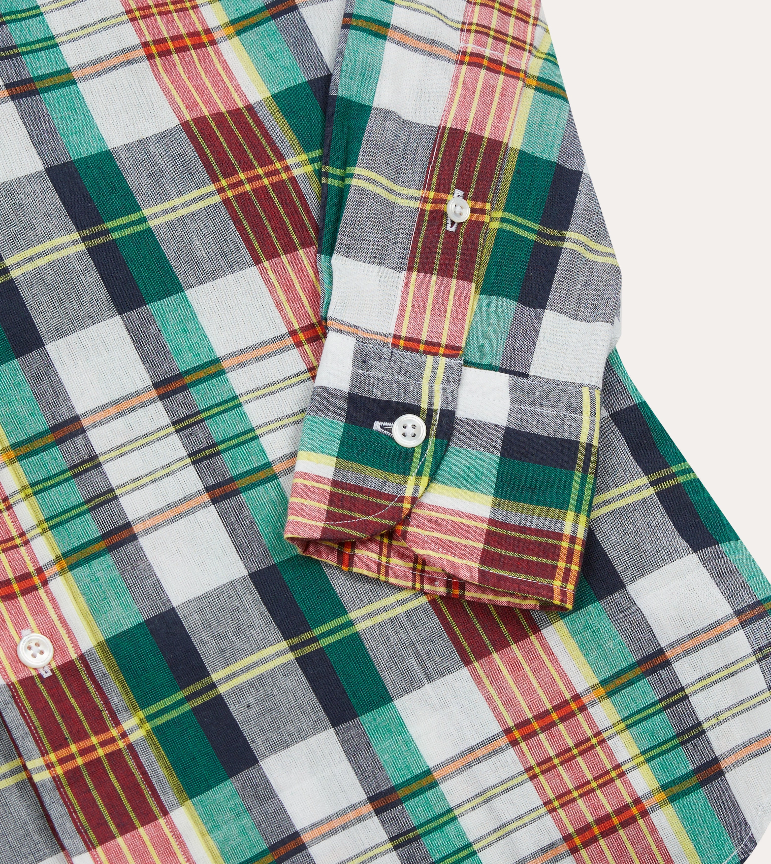 garden party Blue and Red Madras Check Cotton Button-Down Shirt