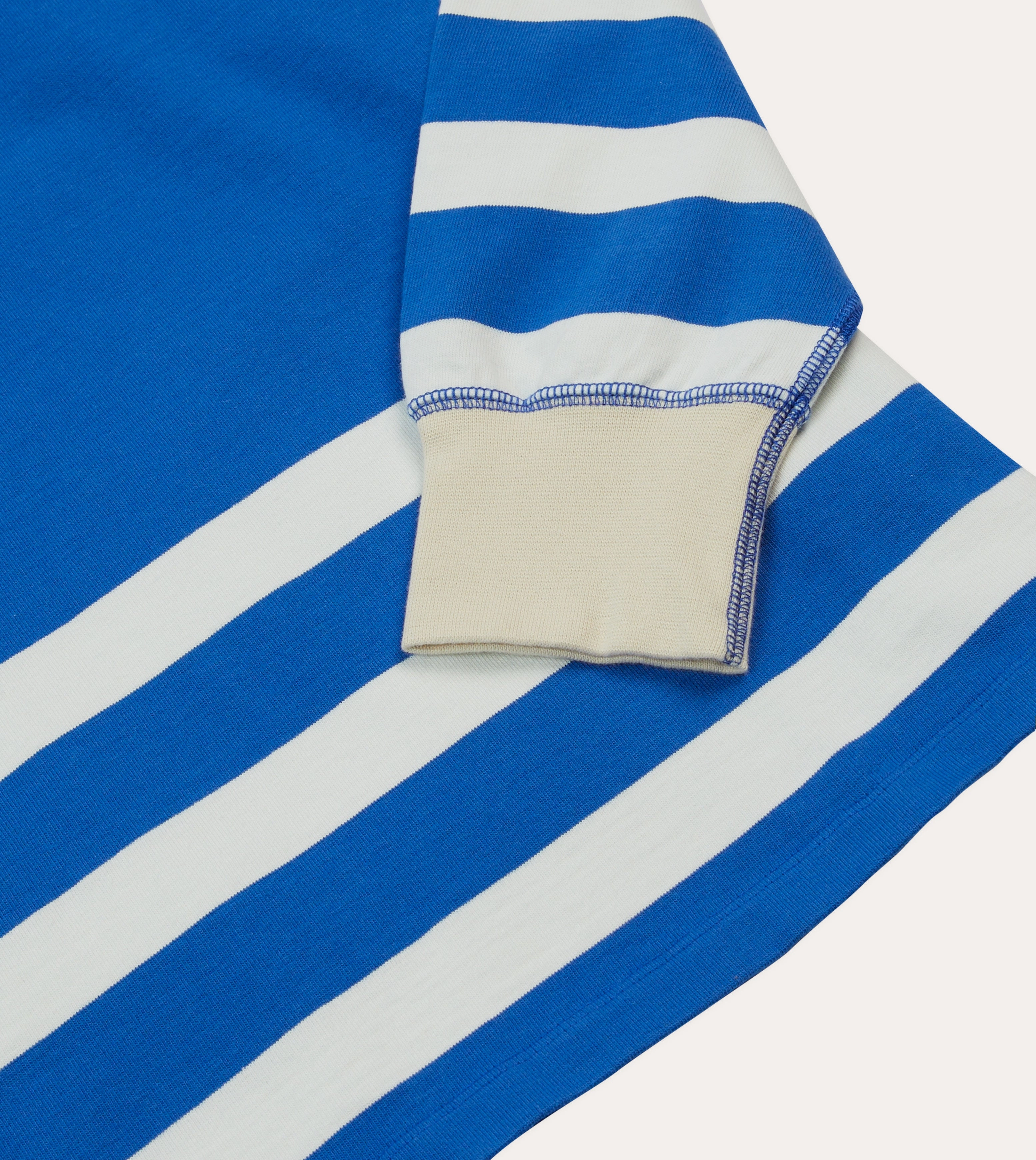 Blue and White Dual Stripe Cotton Rugby Shirt Weekend Style Sustainable production