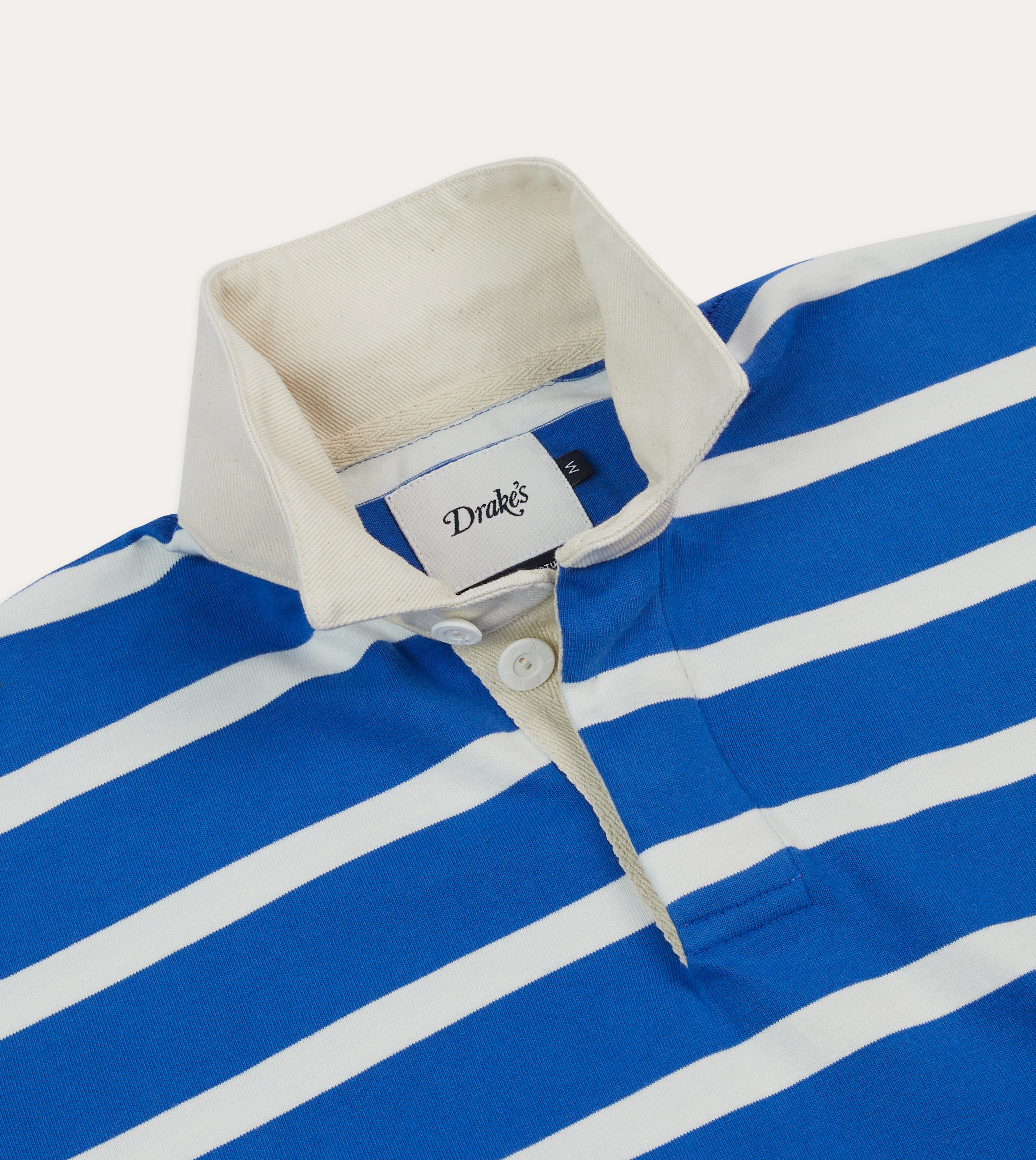 Durable Button Closures Thermal regulation Blue and White Dual Stripe Cotton Rugby Shirt
