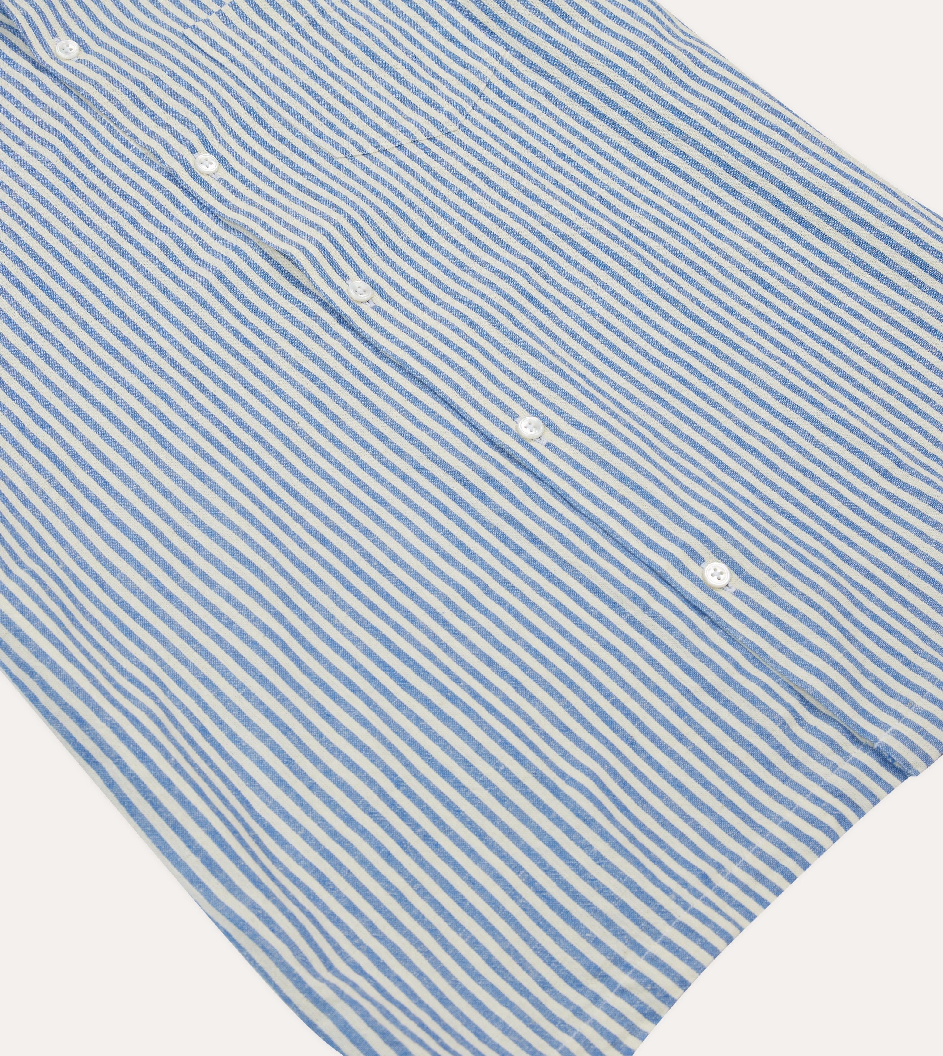 Unmatched comfort Blue and White Stripe Cotton-Linen Camp Collar Short Sleeve Shirt