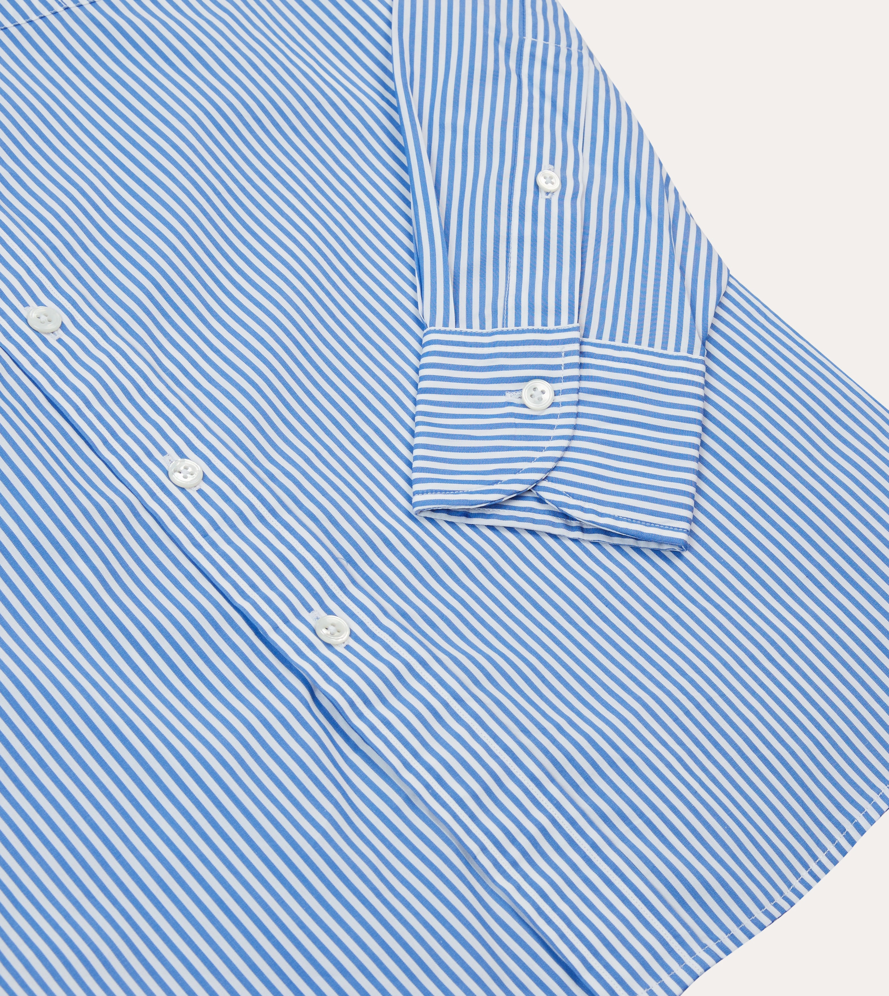 Blue Bengal Stripe Cotton Poplin Button-Down Shirt Moisture Wicking Material