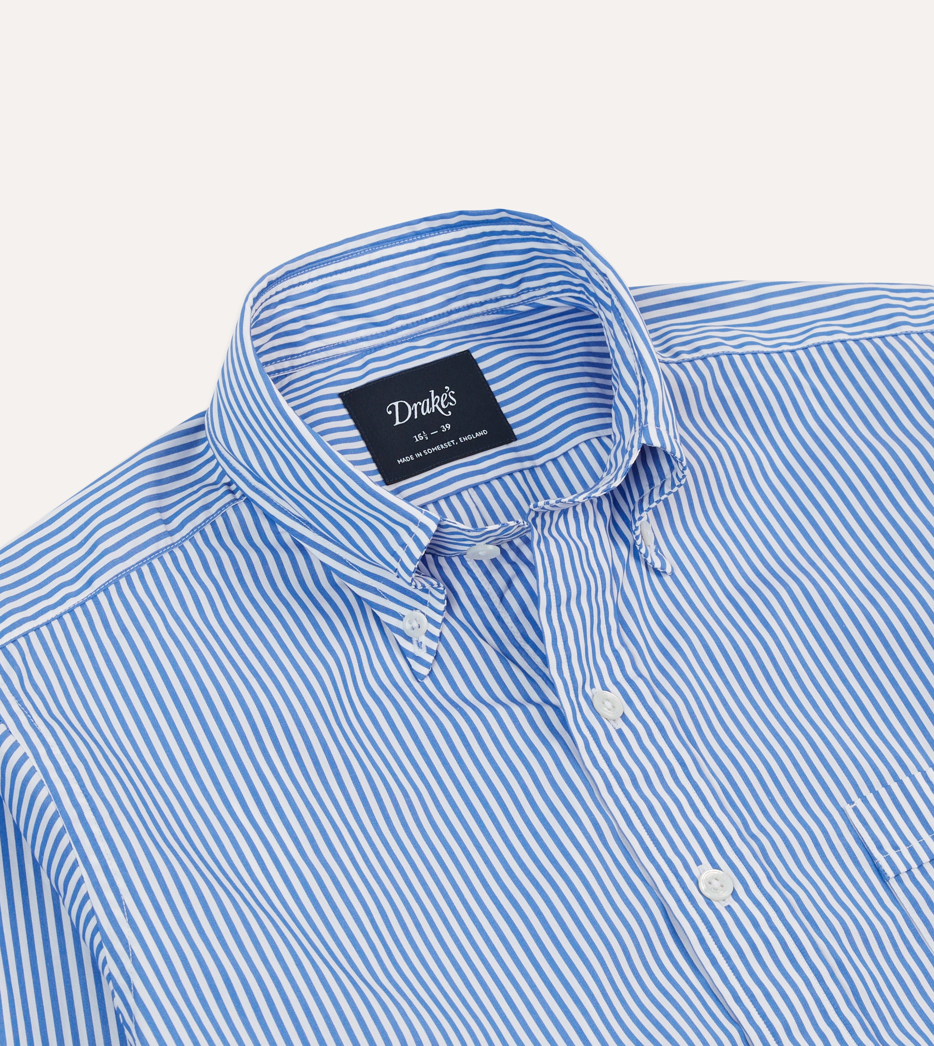 Versatile Layering Wardrobe Staple Blue Bengal Stripe Cotton Poplin Button-Down Shirt