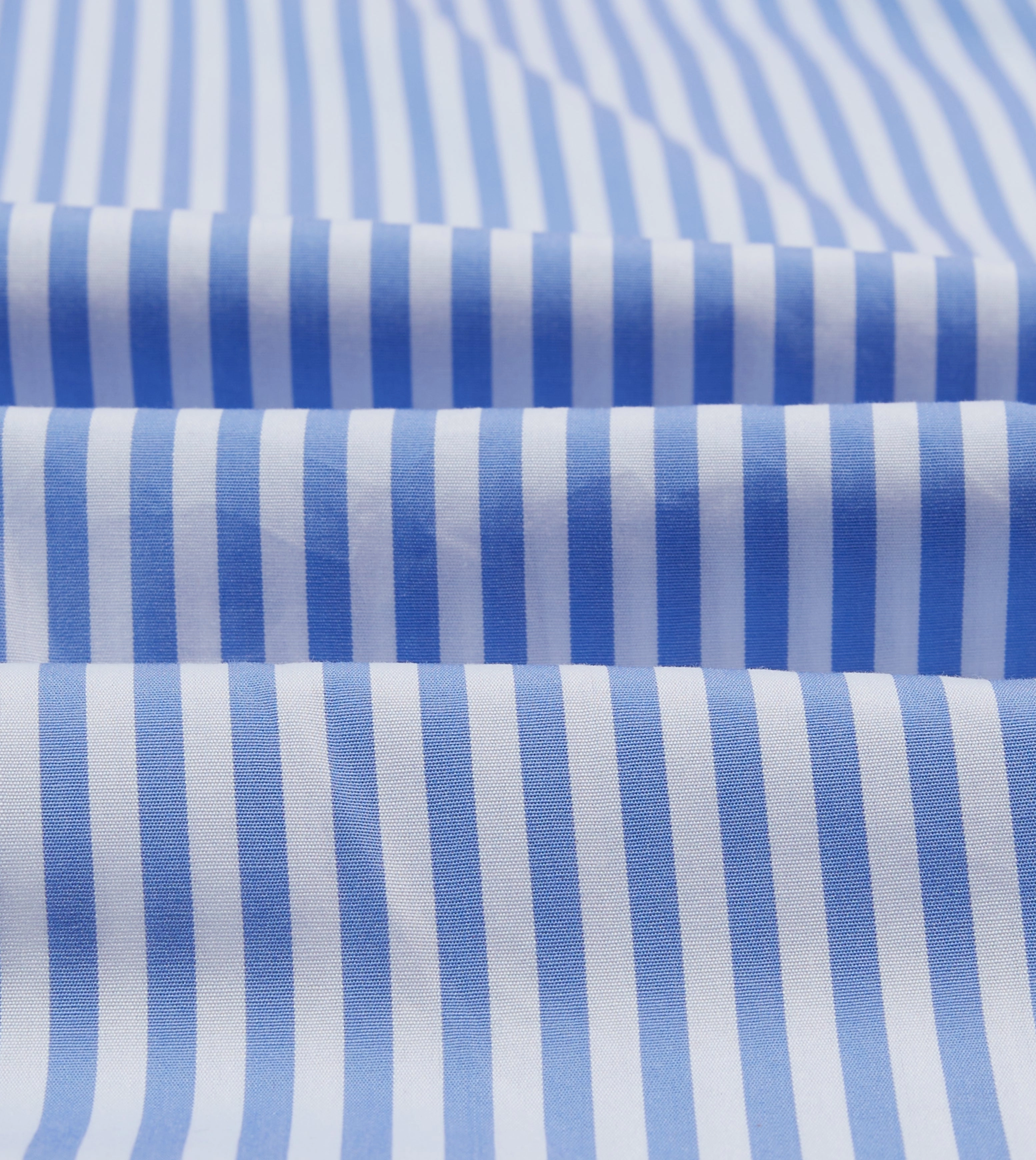 Blue Bengal Stripe Cotton Poplin Button-Down Shirt Fitted Shape