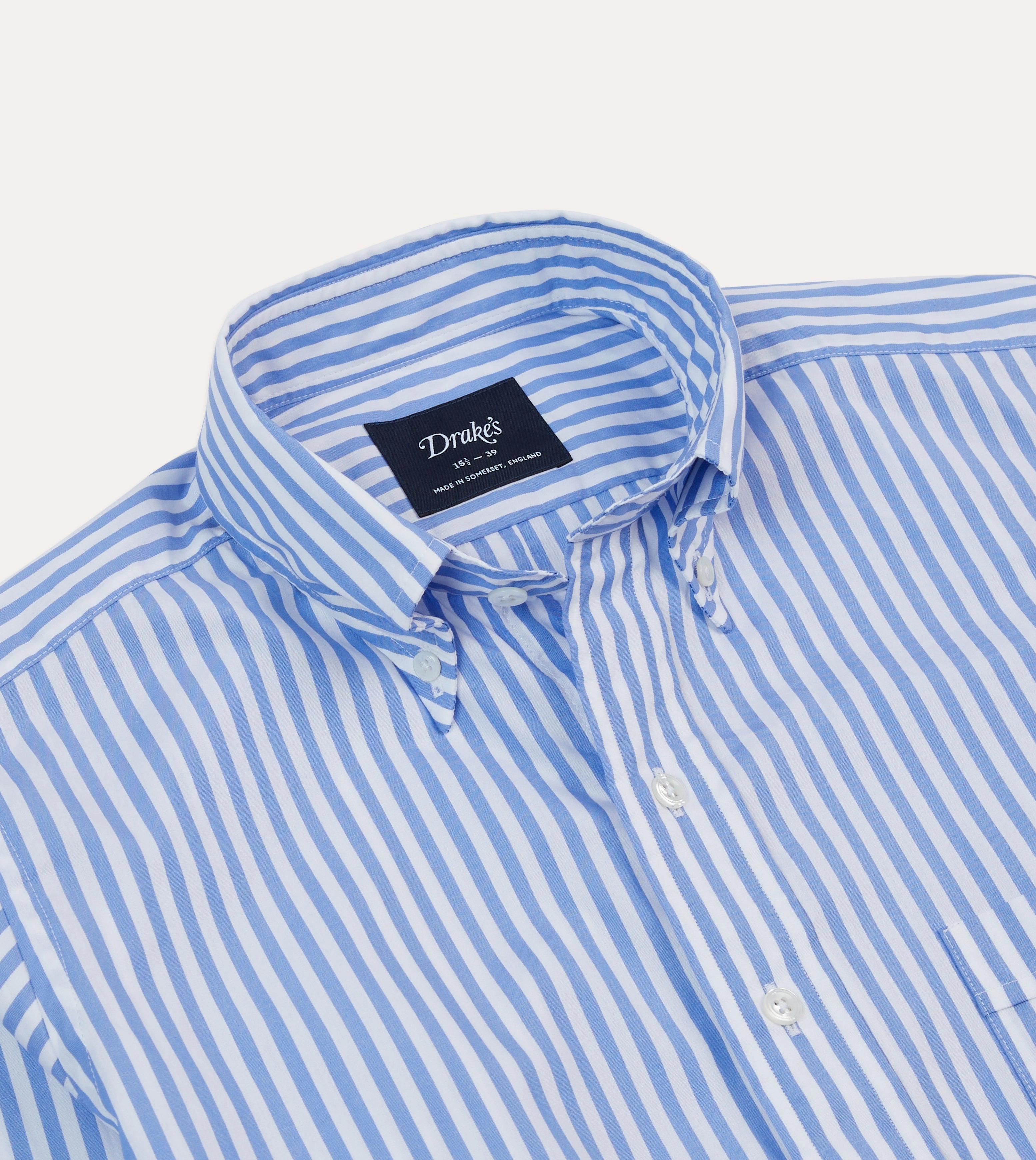 Blue Bengal Stripe Cotton Poplin Button-Down Shirt Sweat-Absorbing