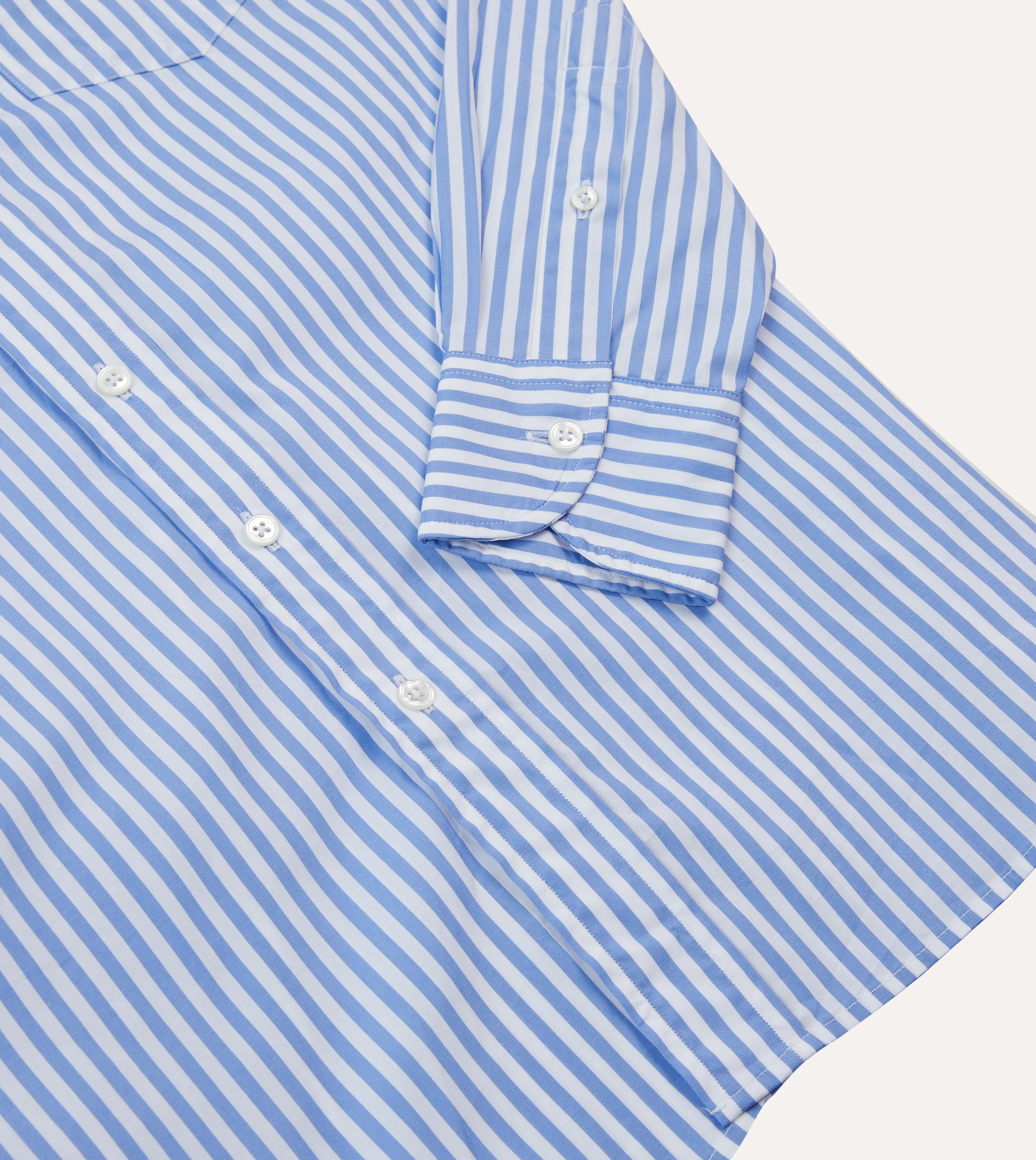 Blue Bengal Stripe Cotton Poplin Button-Down Shirt Tagless label