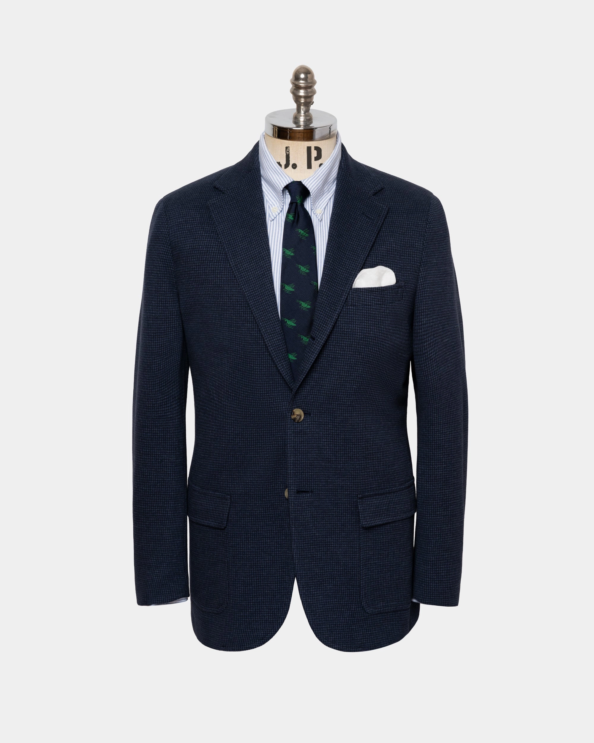 Elegant Touch Premium Fit Blue Check Knit Sport Coat