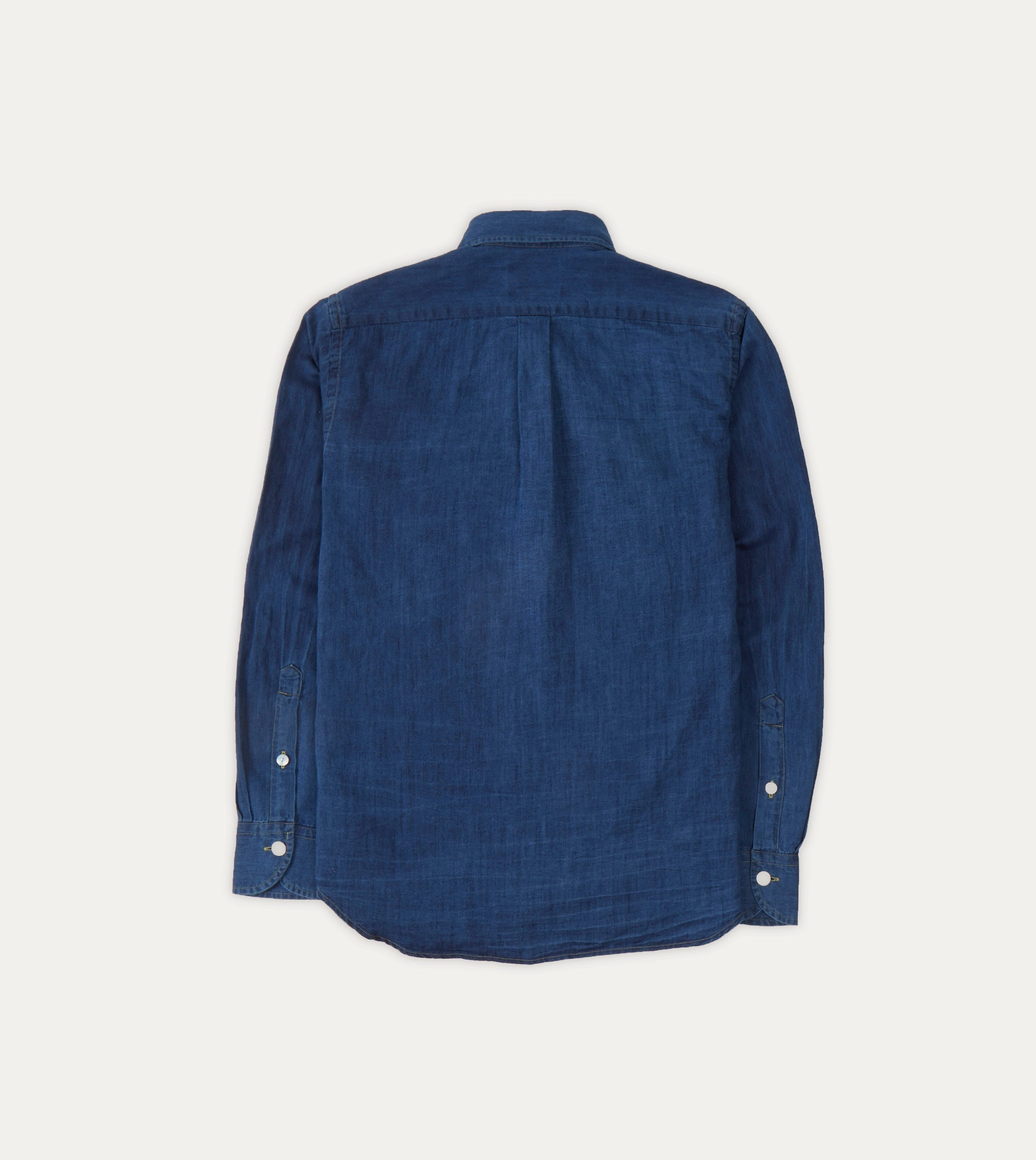 Pocket Detailing Lounge Wear Blue Cotton Linen Two-Pocket Work Shirt