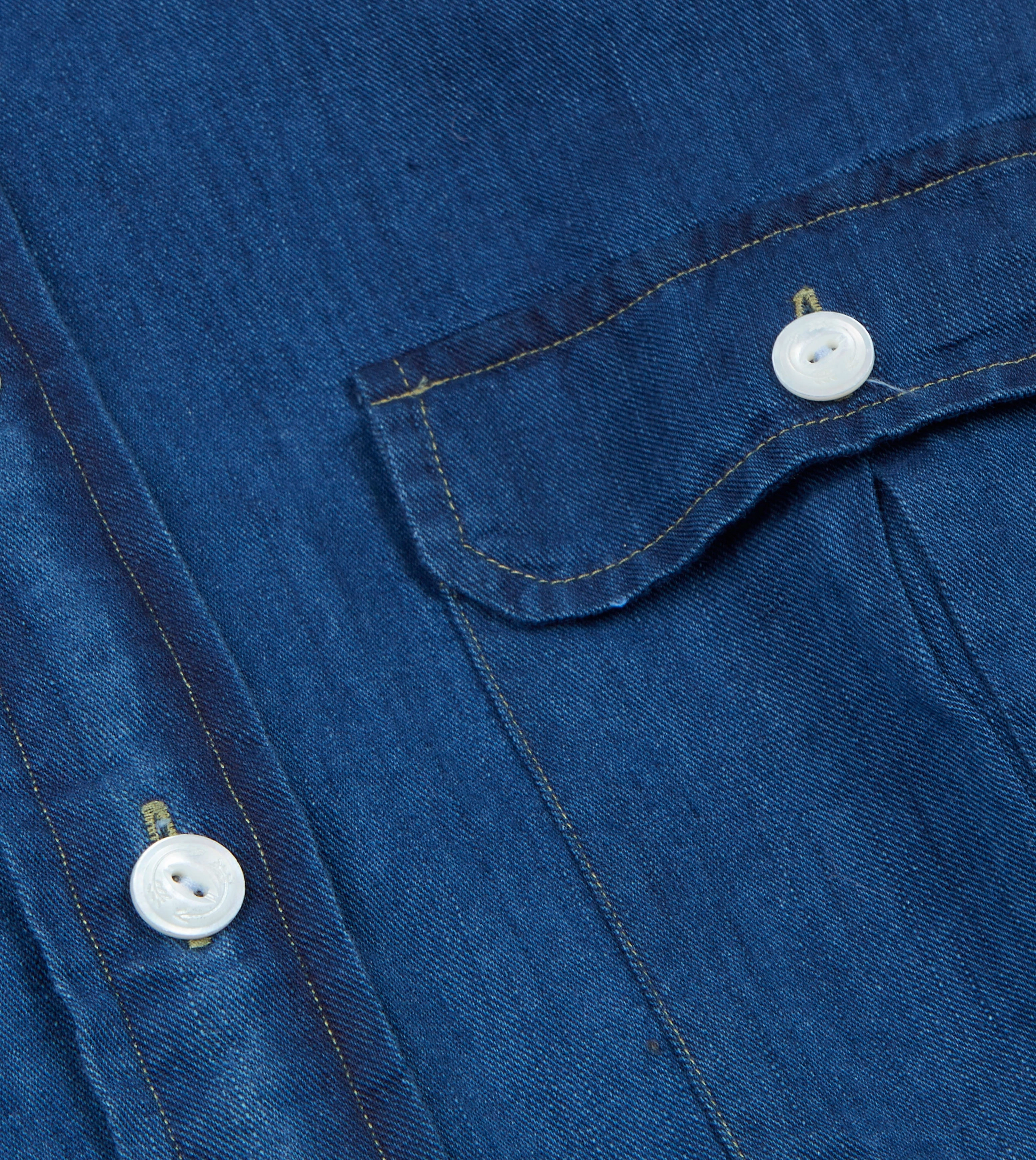 Timeless Piece Animal Print Blue Cotton Linen Two-Pocket Work Shirt
