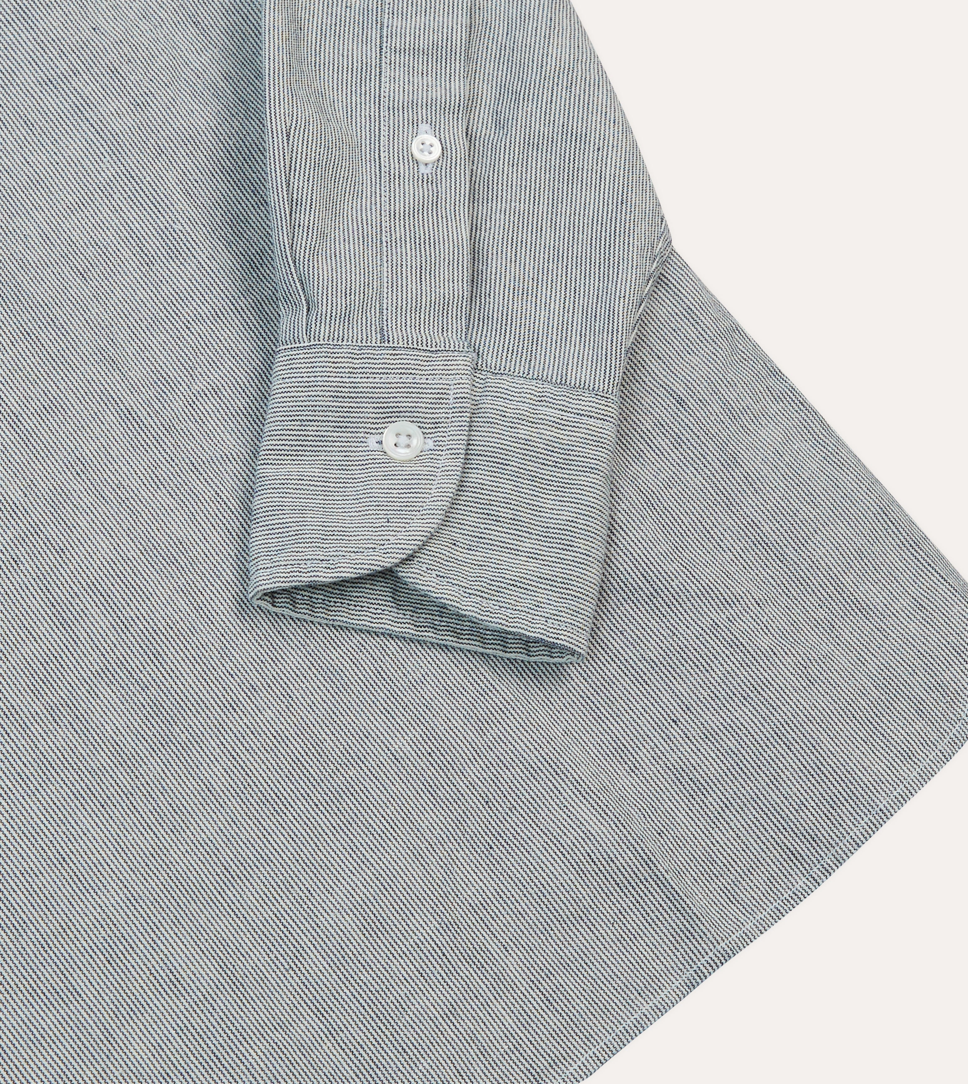 Blue Hickory Stripe Cotton Long Point Collar Popover Shirt Seasonal Collection