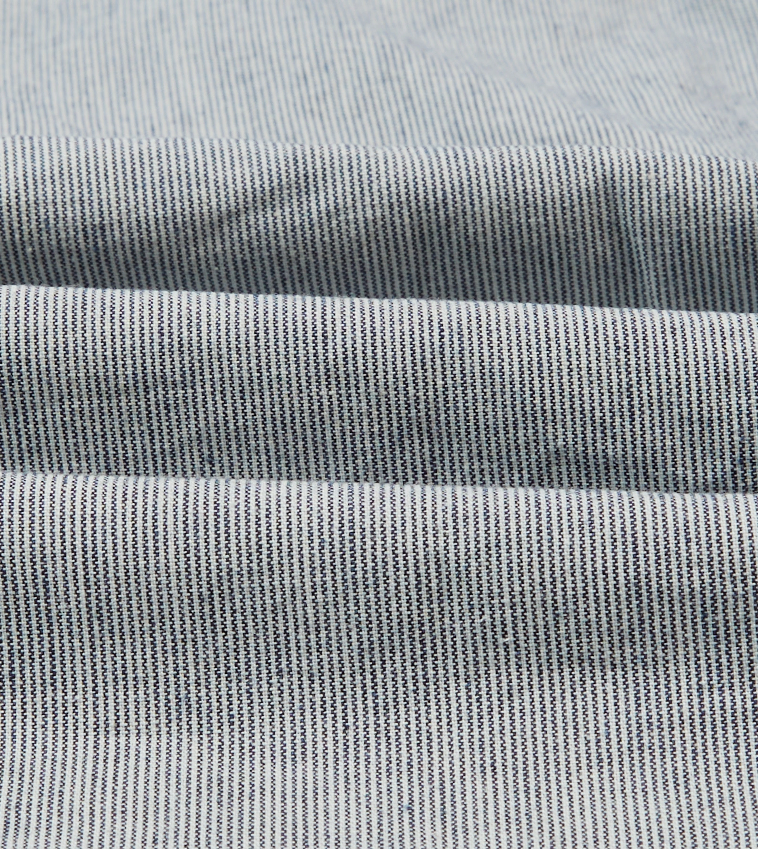 Pure Cotton Blue Hickory Stripe Cotton Long Point Collar Popover Shirt