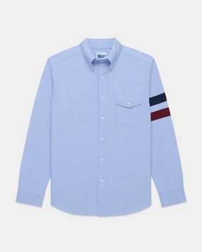 Blue Sleeve Stripe Oxford Shirt - Trim Fit Brushed Inner Lining
