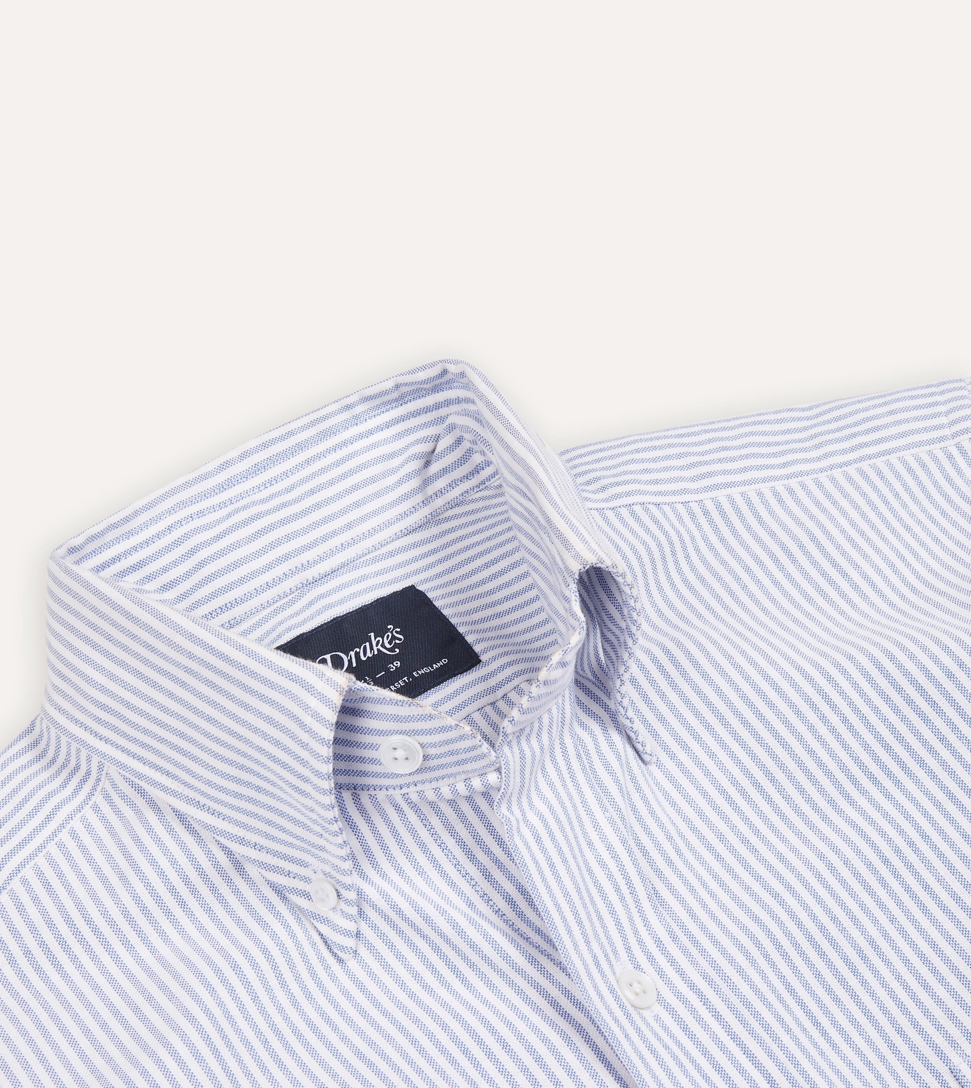 Party Ready Flexible Knit Blue Ticking Stripe Cotton Oxford Cloth Button-Down Shirt
