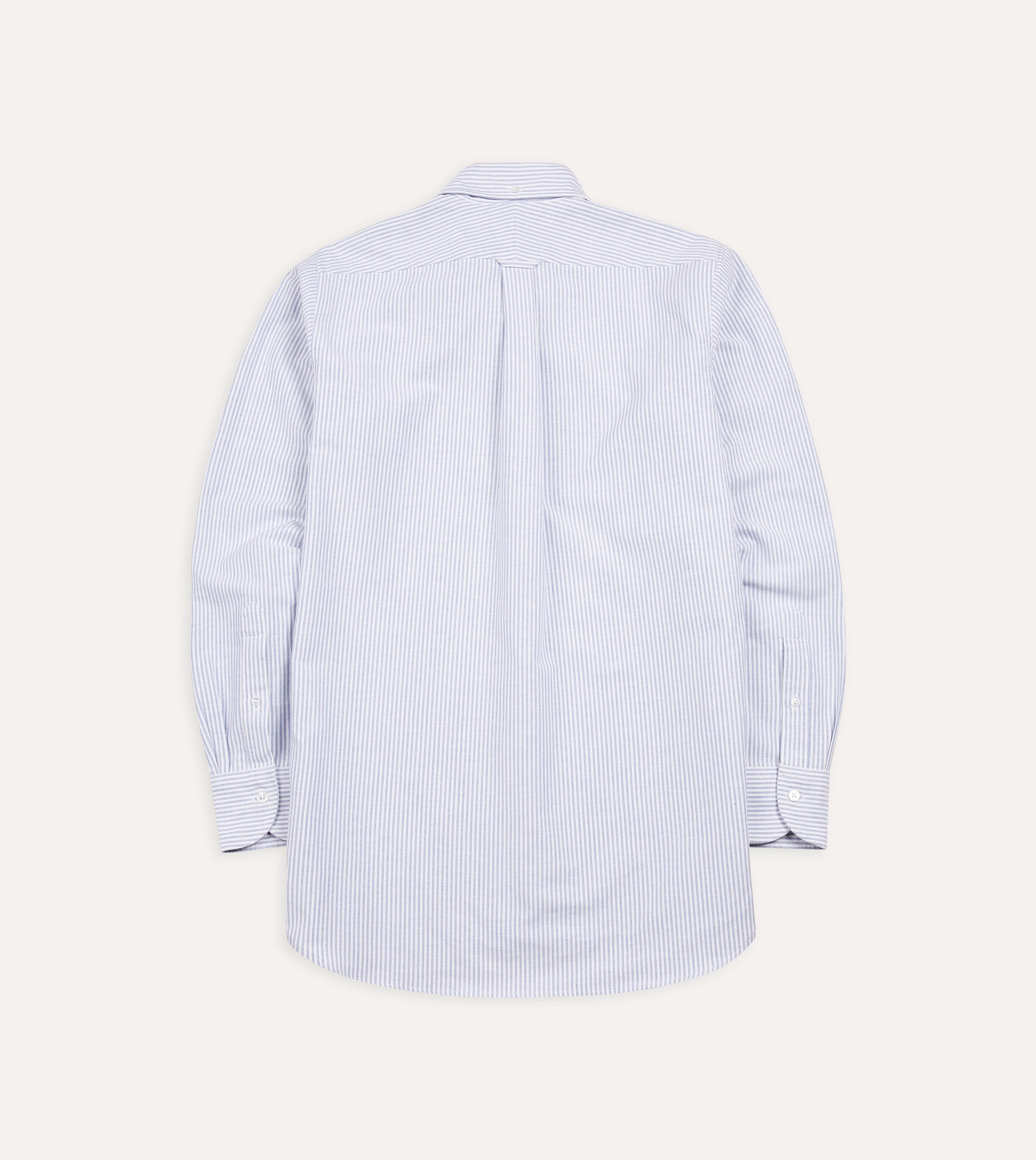 Blue Ticking Stripe Cotton Oxford Cloth Button-Down Shirt Tailored Fit