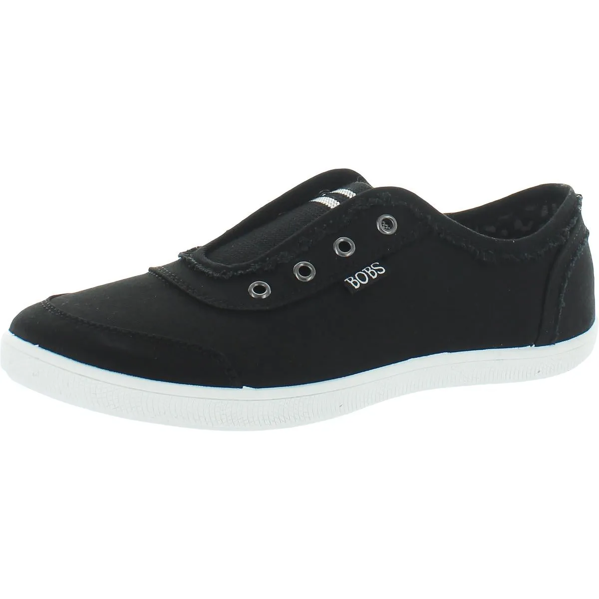 Bobs B Cute-Total Catch Womens Canvas Laceless Slip-On Sneakers Neat Design Path Strong