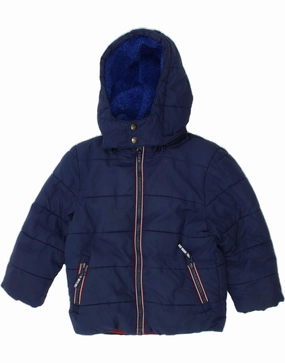 Outdoor Fit BODEN Boys Hooded Padded Jacket 3-4 Years Navy Blue Polyester