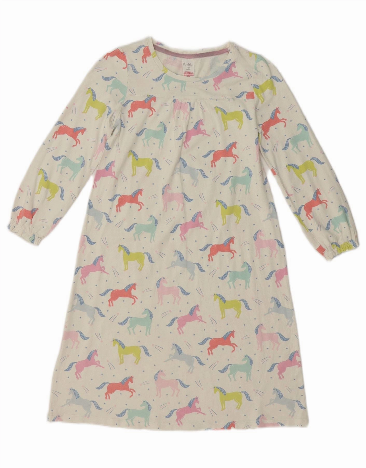 BODEN Girls Long Sleeve A-Line Dress 7-8 Years White Animal Print Acrylic Chic Layers
