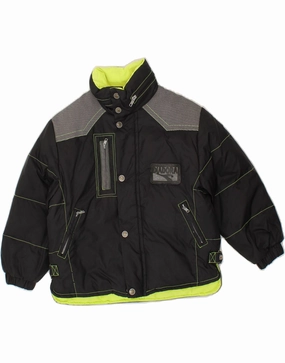 DIADORA Boys Padded Jacket 7-8 Years Small Black Colourblock Polyester Layered Protection Windproof Jacket