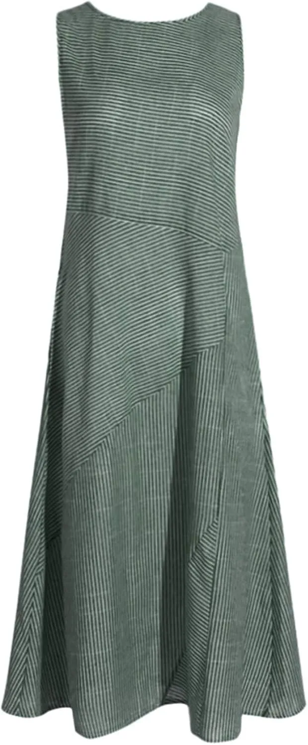 Boho Dress for Women Linen Dress 2025 Summer Sun Sleeveless Going Out Maxi Long Dresses with Pockects