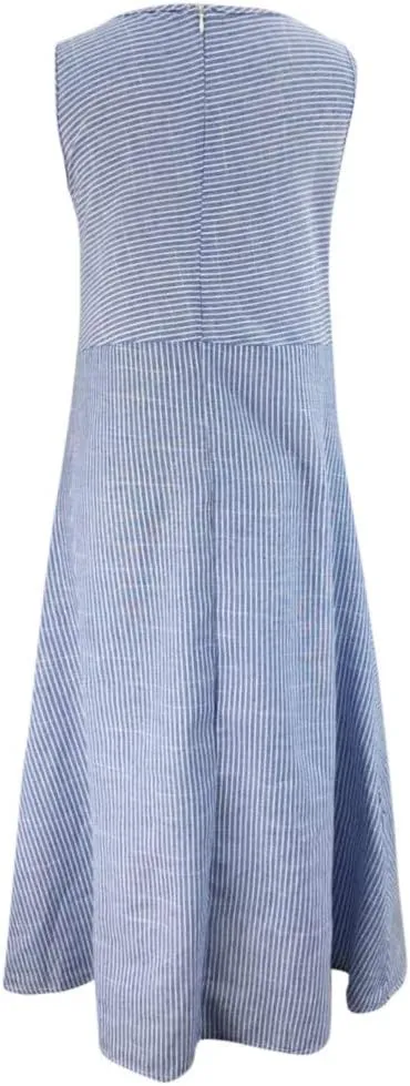 Boho Dress for Women Linen Dress 2025 Summer Sun Sleeveless Going Out Maxi Long Dresses with Pockects