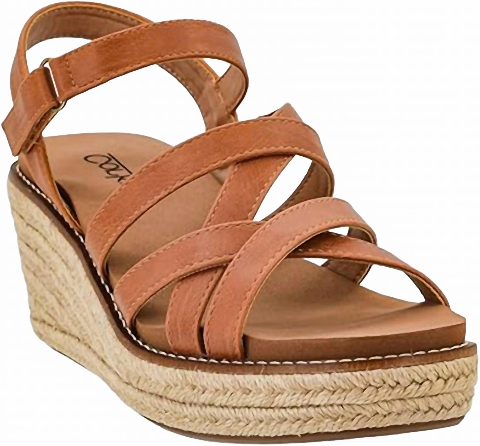 Creative Style Women's All Nighter Brown Strappy Wedge Sandal In Cognac