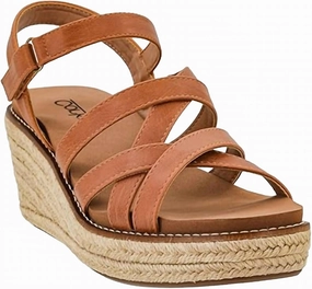 Creative Style Women's All Nighter Brown Strappy Wedge Sandal In Cognac