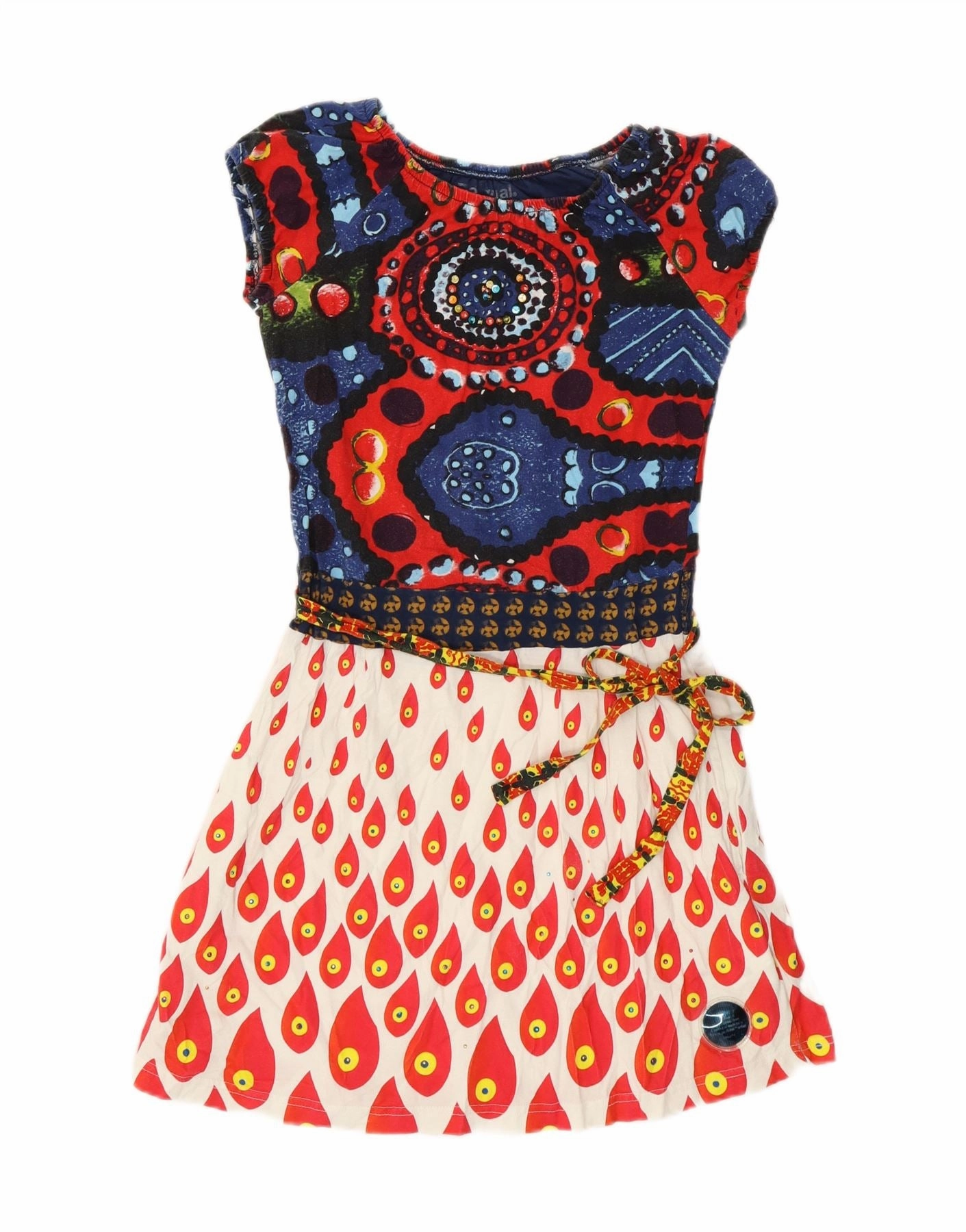DESIGUAL Girls Graphic A-Line Dress 13-14 Years Multicoloured Cotton Modern Fit Spring-Season