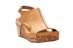 Women's Carley Wedge Sandals In Taupe Smooth Leopard Stage Step Wave Edge