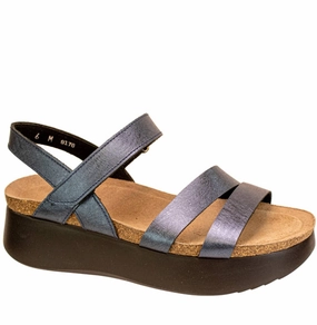 Height Play Tone Sole Women's Juniper Platform Wedge Sandal In Blue Metallic