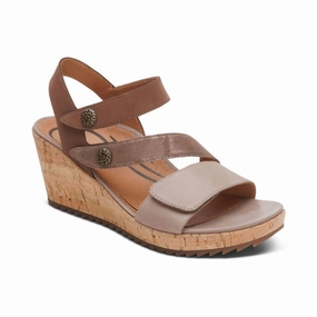 Run Glow Women's Madelyn Quarter Strap Wedge In Taupe Multi