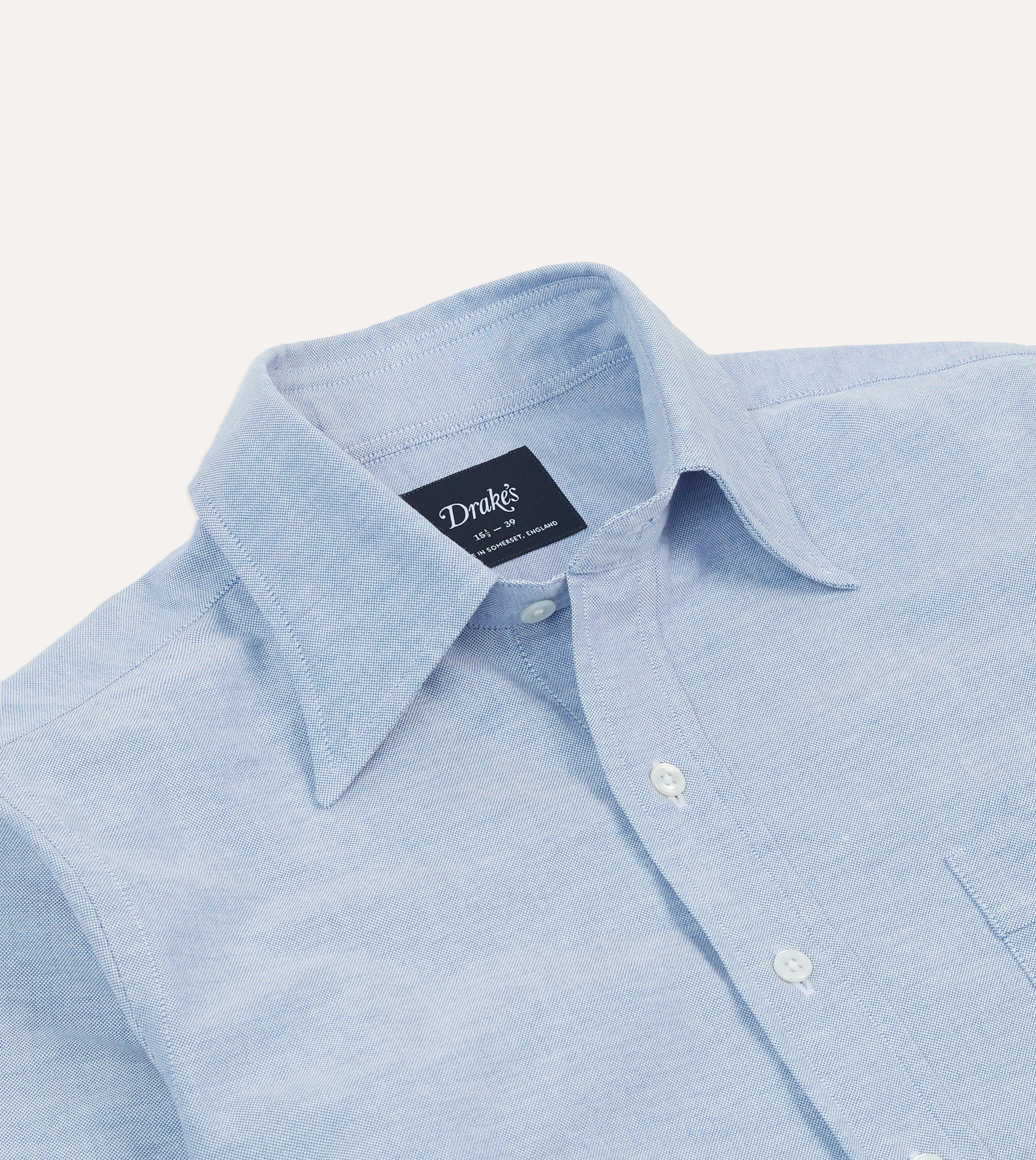 All-Ages Fit Blue Cotton Oxford Cloth Long Point Collar Shirt