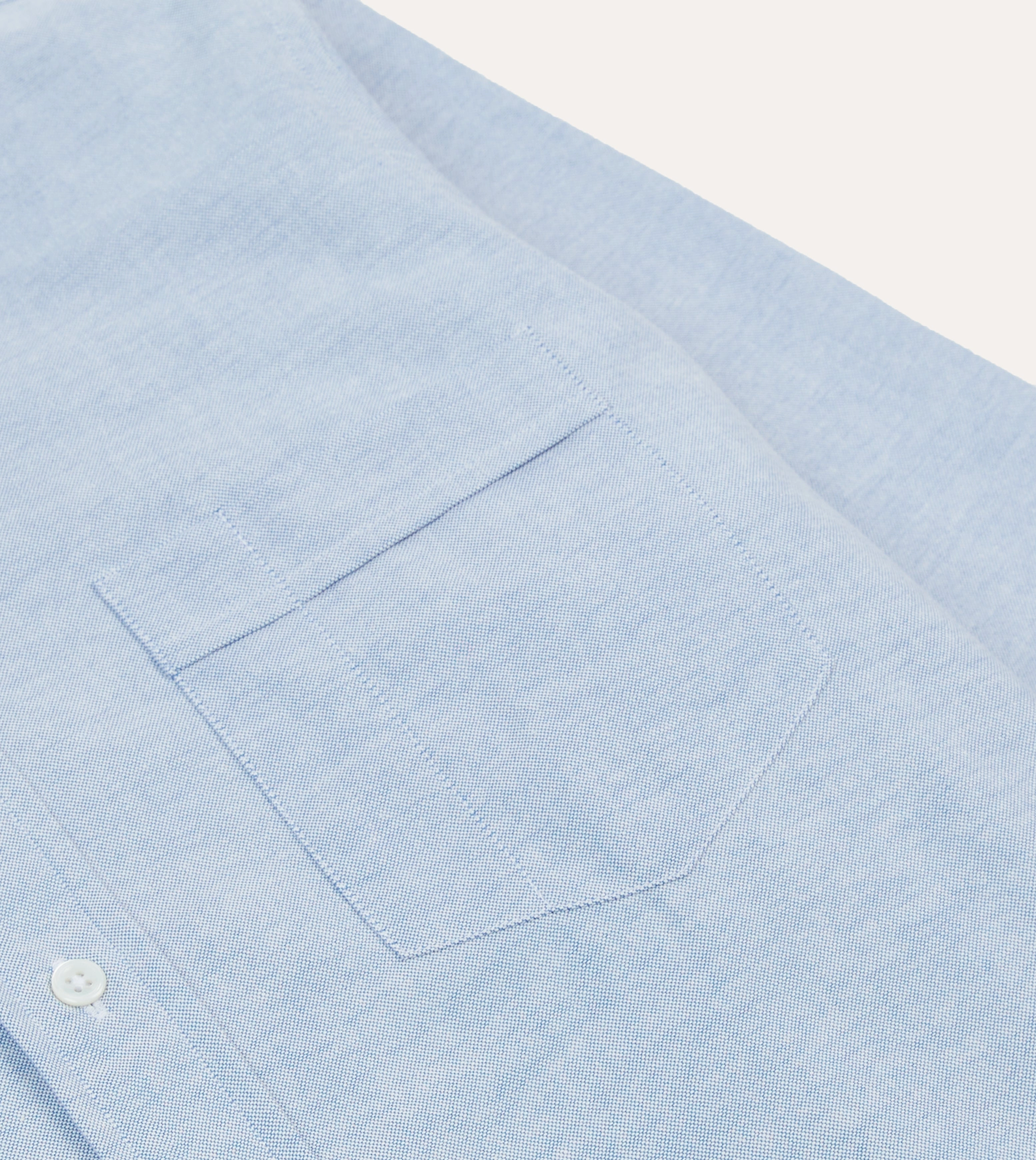 Effortless Style Waffle Weave Blue Cotton Oxford Cloth Long Point Collar Shirt