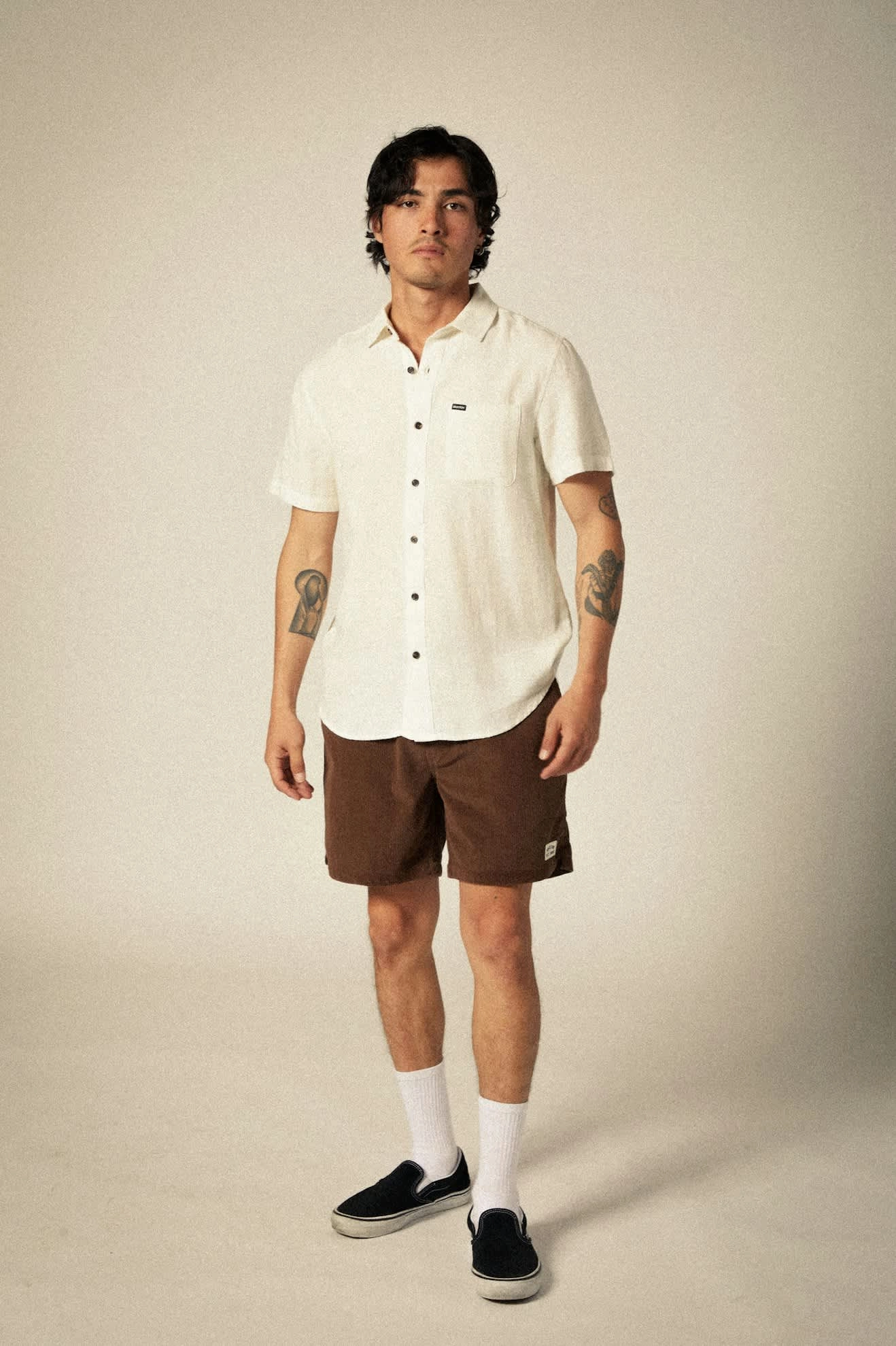 Charter Organic Cotton Linen Blend S/S Shirt - Egret White Lounge Wear