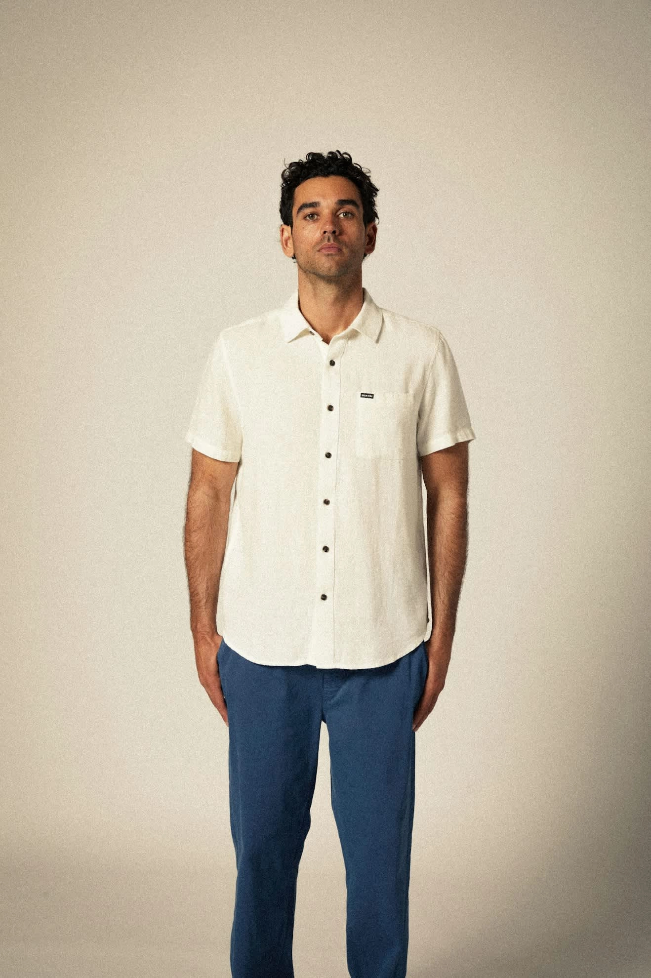 Reinforced Hems Comfort-First Charter Organic Cotton Linen Blend S/S Shirt - Egret White
