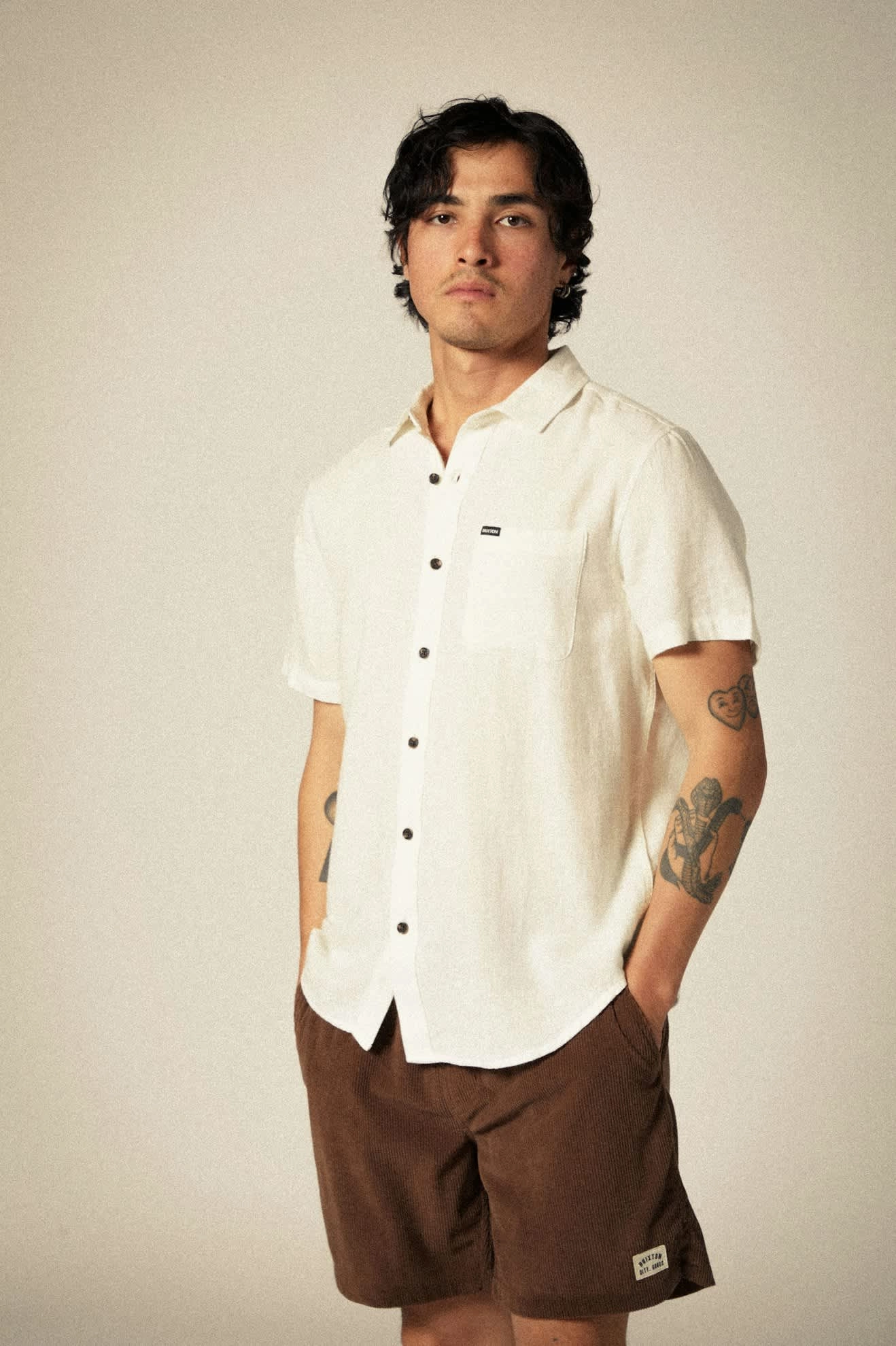 Charter Organic Cotton Linen Blend S/S Shirt - Egret White Streamlined Design