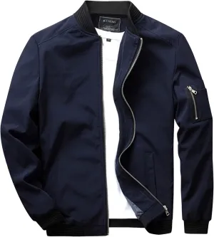 Bomber Jacket Men Men's Slim Fit Lightweight Softshell Flight Bomber Jacket Coat