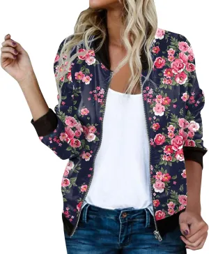 Bomber Jacket Women 2025 Women's Bomber Jacket Casual Coat Zip Up Outerwear Windbreaker with Pockets S-6XL