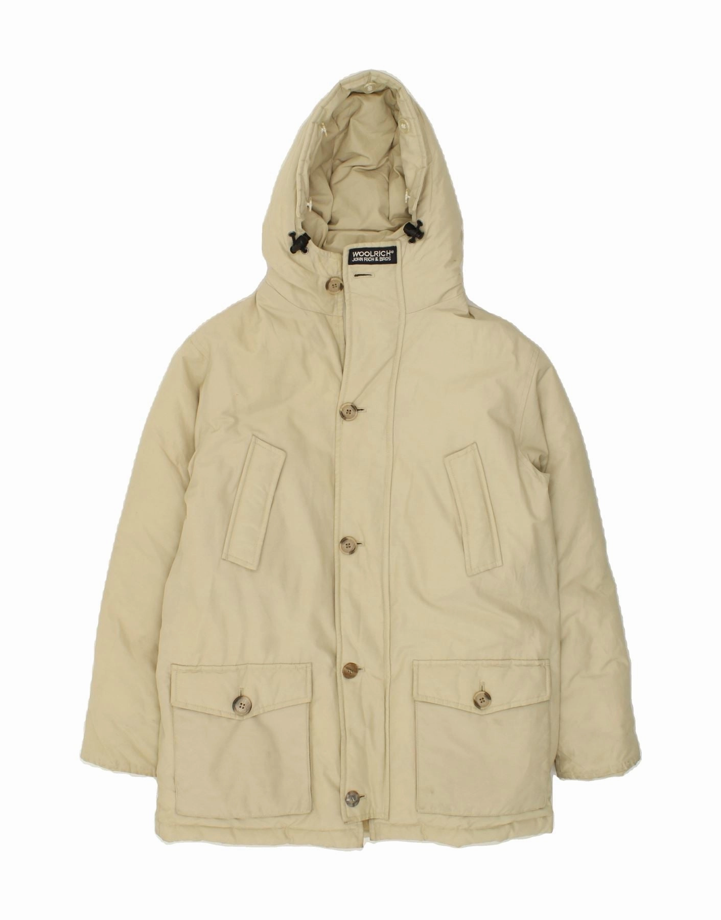 Christmas WOOLRICH Boys Hooded Padded Jacket 11-12 Years Beige Nylon