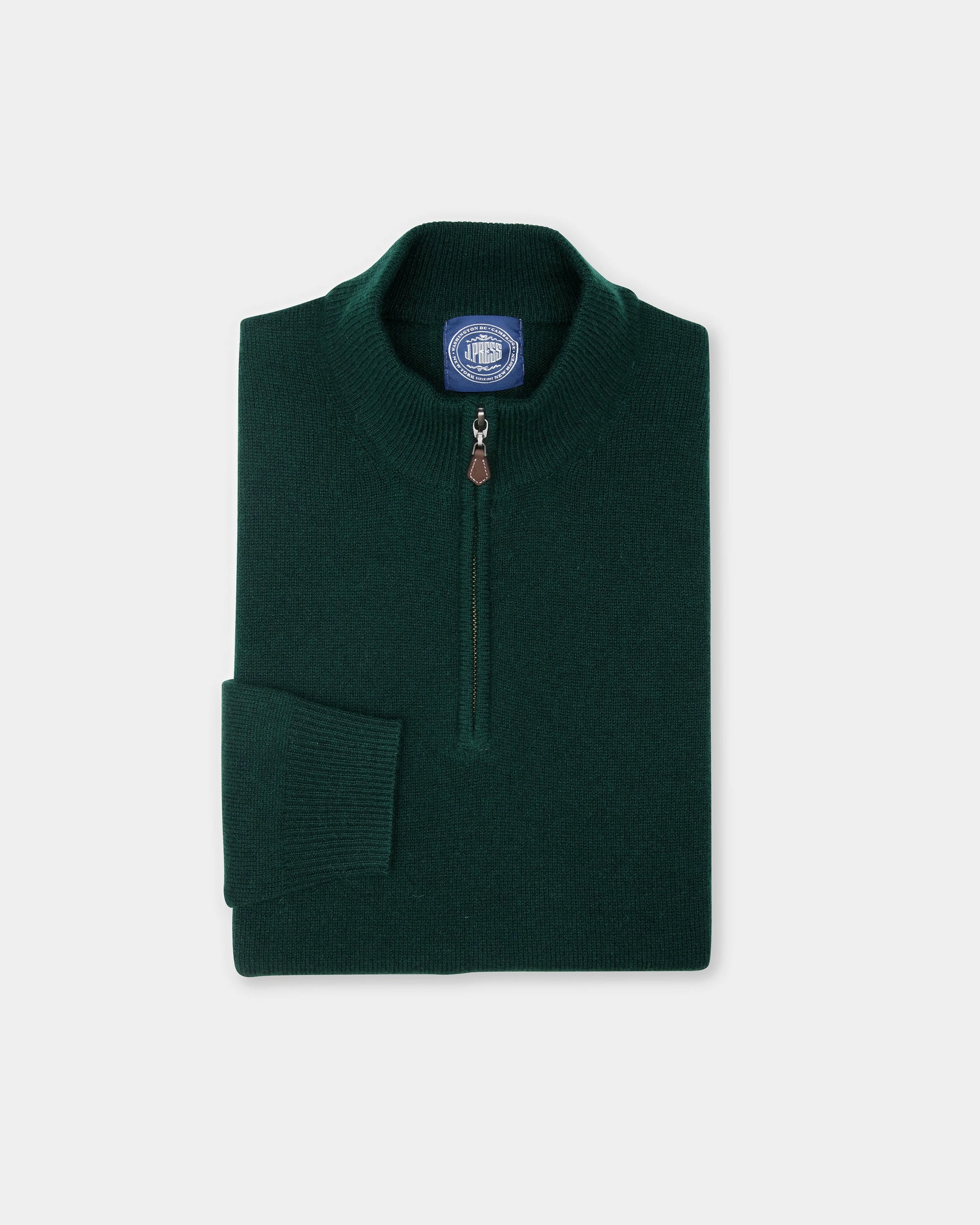 Bottle Green Lambswool Quarter Zip-up Sweater Winter Layer Warm Knitwear