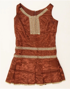 Timeless Look Office Fit VINTAGE Girls Shift Dress 11-12 Years Brown