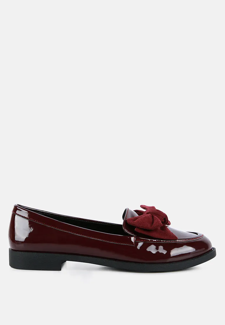 Ground Safe bowberry bow-tie patent loafers