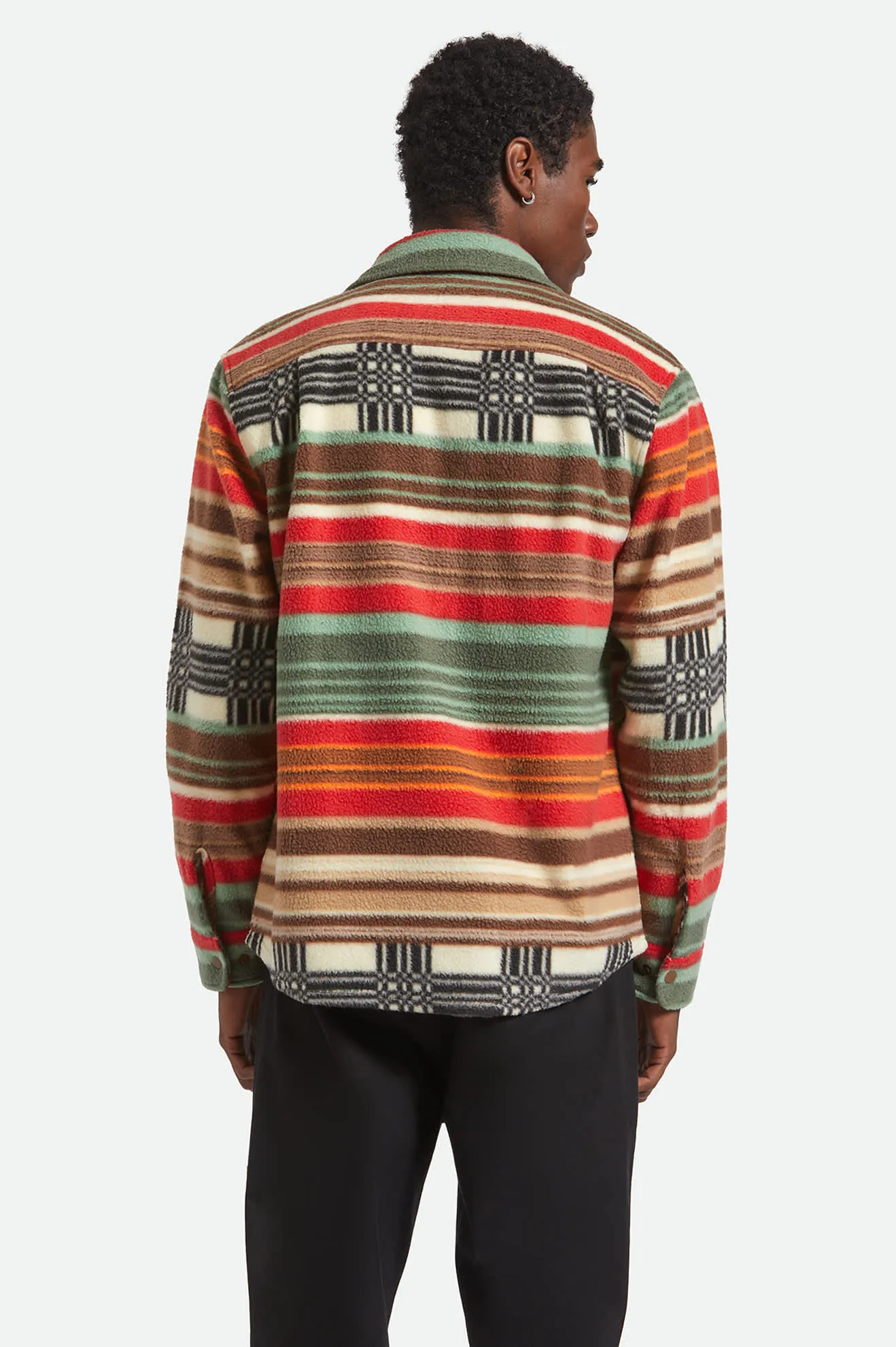 Bowery Arctic Stretch Fleece - Multi Blanket Stripe Embroidered Detail Winter Layering