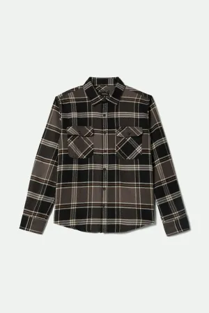 Laser Cut Edge Detail Bowery L/S Flannel - Black/Charcoal/Pinecone