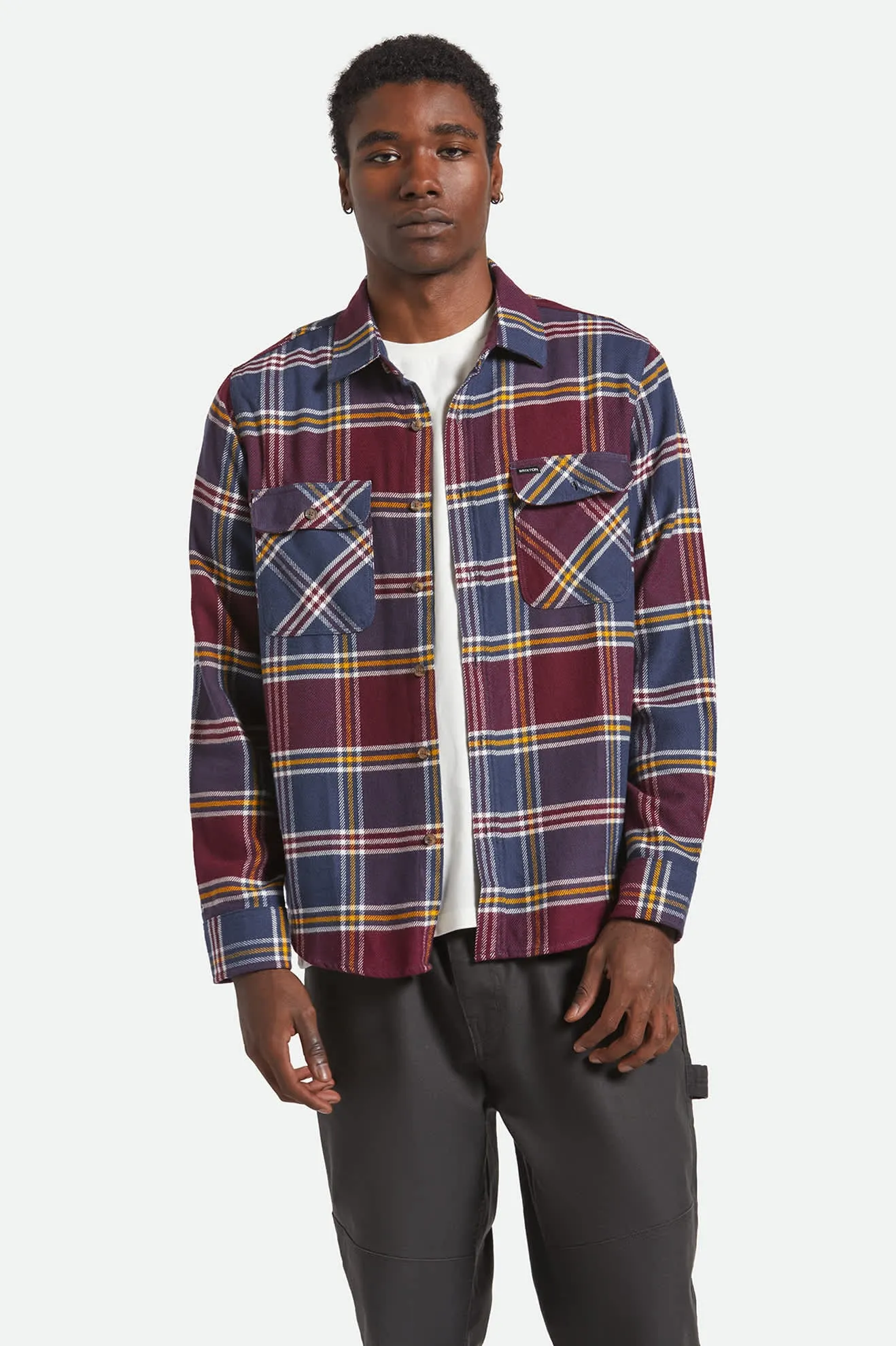 Seasonal Fashion Bowery L/S Flannel - Mood Indigo/Port/Saffron