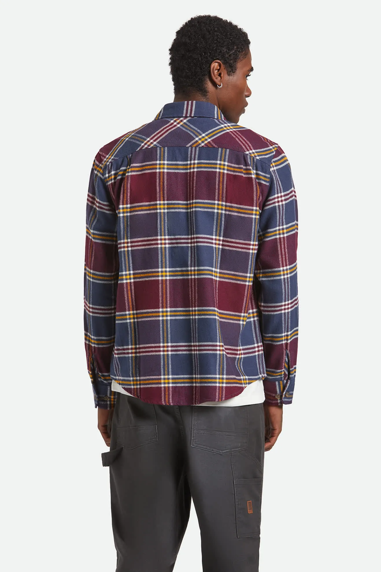 Bowery L/S Flannel - Mood Indigo/Port/Saffron Mature Elegance Stylish Detail